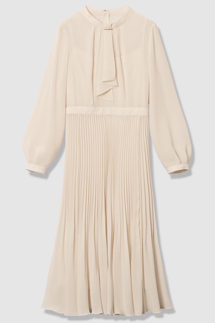 【アナイ/ANAYI】の【Eternal Line 2026】シアードビープリーツボウ ワンピース インテリア・キッズ・メンズ・レディースファッション・服の通販 founy(ファニー) 　ファッション　Fashion　レディースファッション　Fashion for Women　ワンピース　Dresses　チュニック　Tunic Tops & Dresses　2025年　2025　2025-2026秋冬・A/W　Autumn/Winter 2025–26 AW25–26　オケージョン　Occasion Wear　キャミソール　Camisole, Spaghetti Strap Top　シアー　Sheer, See-Through　スカーフ　Scarf, Neckwear　チュニック　Tunic, Long Top　プリーツ　Pleats, Pleated　ペチコート　Petticoat, Underskirt　メタル　Metal, Metal Parts　ロング　Long, Long-Length　エレガント 上品　Elegant　A/W・秋冬　Autumn/Winter　長袖　Long Sleeve, Full Sleeve　アイボリー|ID: prp329100004776586 ipo3291000000034627844