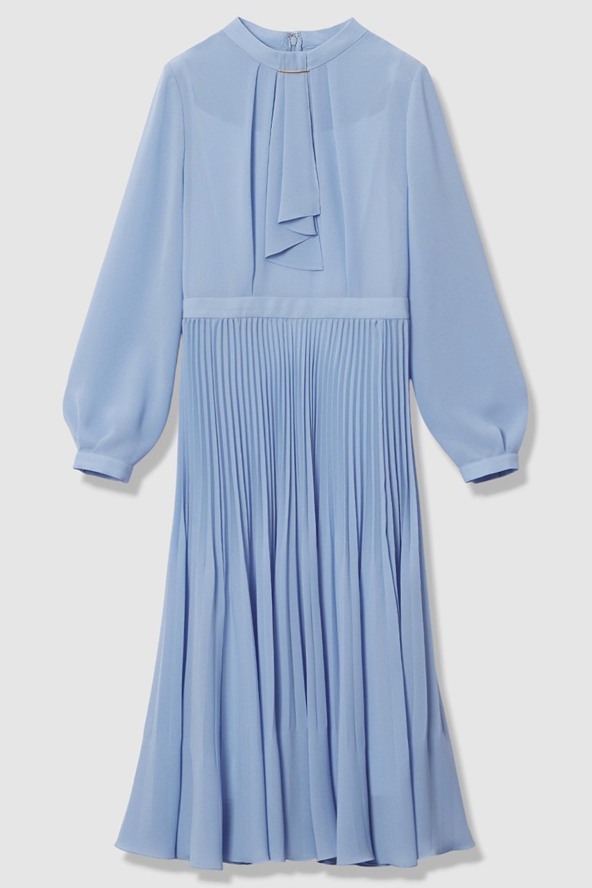 【アナイ/ANAYI】の【Eternal Line 2026】シアードビープリーツボウ ワンピース インテリア・キッズ・メンズ・レディースファッション・服の通販 founy(ファニー) 　ファッション　Fashion　レディースファッション　Fashion for Women　ワンピース　Dresses　チュニック　Tunic Tops & Dresses　2025年　2025　2025-2026秋冬・A/W　Autumn/Winter 2025–26 AW25–26　オケージョン　Occasion Wear　キャミソール　Camisole, Spaghetti Strap Top　シアー　Sheer, See-Through　スカーフ　Scarf, Neckwear　チュニック　Tunic, Long Top　プリーツ　Pleats, Pleated　ペチコート　Petticoat, Underskirt　メタル　Metal, Metal Parts　ロング　Long, Long-Length　エレガント 上品　Elegant　A/W・秋冬　Autumn/Winter　長袖　Long Sleeve, Full Sleeve　ブルー|ID: prp329100004776586 ipo3291000000034627846