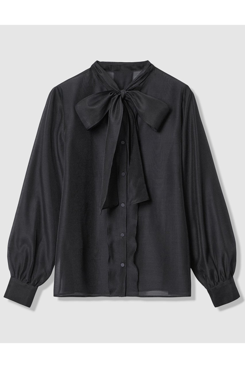 【アナイ/ANAYI】の【Eternal Line 2026】シアーオーガンボウタイ ブラウス インテリア・キッズ・メンズ・レディースファッション・服の通販 founy(ファニー) 　ファッション　Fashion　レディースファッション　Fashion for Women　トップス・カットソー　Cut & Sew Tops　シャツ・ブラウス・オフィスカジュアル　Elegant Blouses & Button-Ups　2025年　2025　2025-2026秋冬・A/W　Autumn/Winter 2025–26 AW25–26　インナー　Innerwear　オーガンジー　Organza Fabric　ギャザー　Gathered, Ruffled　シアー　Sheer, See-Through　スリーブ　Sleeve, Long Sleeve / Short Sleeve　フリル　Frill, Ruffle　フロント　Front, Front Design　ボウタイ　Bow Tie, Neck Bow　ロング　Long, Long-Length　エレガント 上品　Elegant　A/W・秋冬　Autumn/Winter　ネイビー|ID: prp329100004776587 ipo3291000000034627854