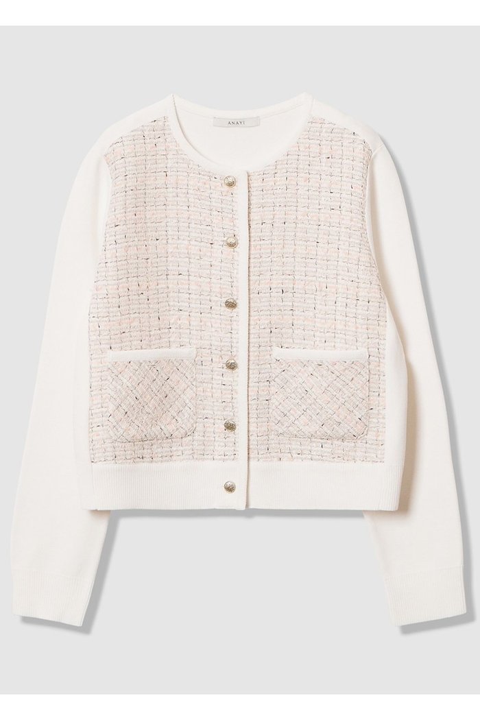 【アナイ/ANAYI】の【Eternal Line 2026】ツイードコンビブルゾン カーディガン インテリア・キッズ・メンズ・レディースファッション・服の通販 founy(ファニー) https://founy.com/ ファッション Fashion レディースファッション Fashion for Women トップス・カットソー Cut & Sew Tops ニット Knit Tops & Sweaters カーディガン・羽織り Layered Style Cardigans カーディガン Cardigan, Knitwear コンビ Combo, Combination Style ジャケット Jacket, Outerwear セットアップ Set-Up, Coordinated Outfit タイトスカート Pencil Skirt, Tight Skirt ツイード Twill, Twill Weave 人気 Popular, Best Seller ミックス Mix, Mixed Style ミラノリブ Milano Rib, Milano Stitch A/W・秋冬 Autumn/Winter おすすめ Recommended / Our Picks エレガント 上品 Elegant 2025年 2025 2025-2026秋冬・A/W Autumn/Winter 2025–26 AW25–26 |ID: prp329100004776589 ipo3291000000034627871