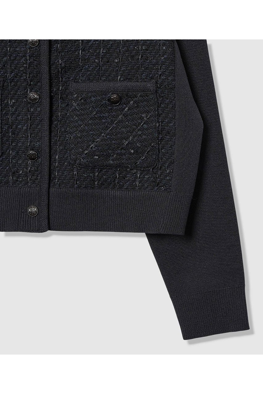 【アナイ/ANAYI】の【Eternal Line 2026】ツイードコンビブルゾン カーディガン 人気、トレンドファッション・服の通販 founy(ファニー) 　ファッション　Fashion　レディースファッション　Fashion for Women　トップス・カットソー　Cut & Sew Tops　ニット　Knit Tops & Sweaters　カーディガン・羽織り　Layered Style Cardigans　カーディガン　Cardigan, Knitwear　コンビ　Combo, Combination Style　ジャケット　Jacket, Outerwear　セットアップ　Set-Up, Coordinated Outfit　タイトスカート　Pencil Skirt, Tight Skirt　ツイード　Twill, Twill Weave　人気　Popular, Best Seller　ミックス　Mix, Mixed Style　ミラノリブ　Milano Rib, Milano Stitch　A/W・秋冬　Autumn/Winter　おすすめ　Recommended / Our Picks　エレガント 上品　Elegant　2025年　2025　2025-2026秋冬・A/W　Autumn/Winter 2025–26 AW25–26　other-5|ID: prp329100004776589 ipo3291000000034627878