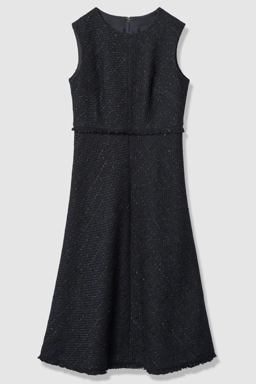 【アナイ/ANAYI】の【Eternal Line 2026】ミックスツイードノースリーブ ワンピース インテリア・キッズ・メンズ・レディースファッション・服の通販 founy(ファニー) 　ファッション　Fashion　レディースファッション　Fashion for Women　ワンピース　Dresses　チュニック　Tunic Tops & Dresses　ジャケット　Jacket, Outerwear　セットアップ　Set-Up, Coordinated Outfit　チュニック　Tunic, Long Top　ツイード　Twill, Twill Weave　バイアス　Bias, Diagonal Cut　フェミニン　Feminine, Girly　フリンジ　Fringe, Tassel　フレア　Flare, Flared　ミックス　Mix, Mixed Style　ロング　Long, Long-Length　A/W・秋冬　Autumn/Winter　おすすめ　Recommended / Our Picks　エレガント 上品　Elegant　2025年　2025　2025-2026秋冬・A/W　Autumn/Winter 2025–26 AW25–26　ネイビー|ID: prp329100004776590 ipo3291000000034627885