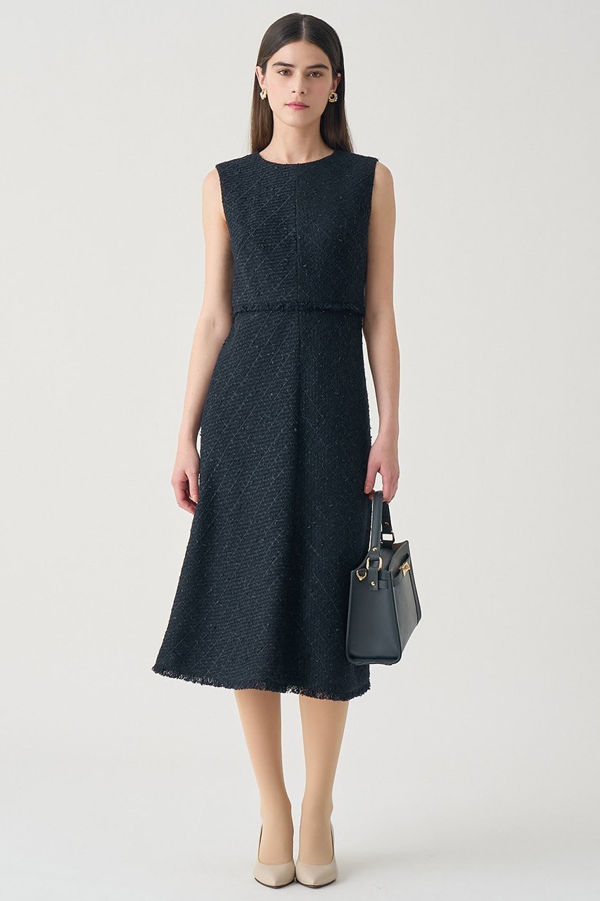 【アナイ/ANAYI】の【Eternal Line 2026】ミックスツイードノースリーブ ワンピース 人気、トレンドファッション・服の通販 founy(ファニー) 　ファッション　Fashion　レディースファッション　Fashion for Women　ワンピース　Dresses　チュニック　Tunic Tops & Dresses　ジャケット　Jacket, Outerwear　セットアップ　Set-Up, Coordinated Outfit　チュニック　Tunic, Long Top　ツイード　Twill, Twill Weave　バイアス　Bias, Diagonal Cut　フェミニン　Feminine, Girly　フリンジ　Fringe, Tassel　フレア　Flare, Flared　ミックス　Mix, Mixed Style　ロング　Long, Long-Length　A/W・秋冬　Autumn/Winter　おすすめ　Recommended / Our Picks　エレガント 上品　Elegant　2025年　2025　2025-2026秋冬・A/W　Autumn/Winter 2025–26 AW25–26　other-8|ID: prp329100004776590 ipo3291000000034627892