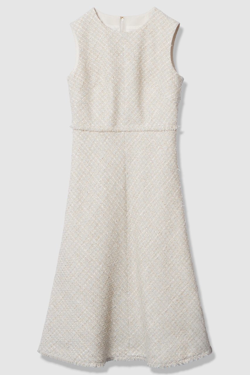 【アナイ/ANAYI】の【Eternal Line 2026】ミックスツイードノースリーブ ワンピース インテリア・キッズ・メンズ・レディースファッション・服の通販 founy(ファニー) 　ファッション　Fashion　レディースファッション　Fashion for Women　ワンピース　Dresses　チュニック　Tunic Tops & Dresses　春　Spring　ジャケット　Jacket, Outerwear　セットアップ　Set-Up, Coordinated Outfit　チュニック　Tunic, Long Top　ツイード　Twill, Twill Weave　バイアス　Bias, Diagonal Cut　フェミニン　Feminine, Girly　フリンジ　Fringe, Tassel　フレア　Flare, Flared　ミックス　Mix, Mixed Style　ロング　Long, Long-Length　S/S・春夏　SS, Spring/Summer, Warm Season　おすすめ　Recommended / Our Picks　夏　Summer　エレガント 上品　Elegant　2026年　2026　ブルー系|ID: prp329100004776590 ipo3291000000036087028