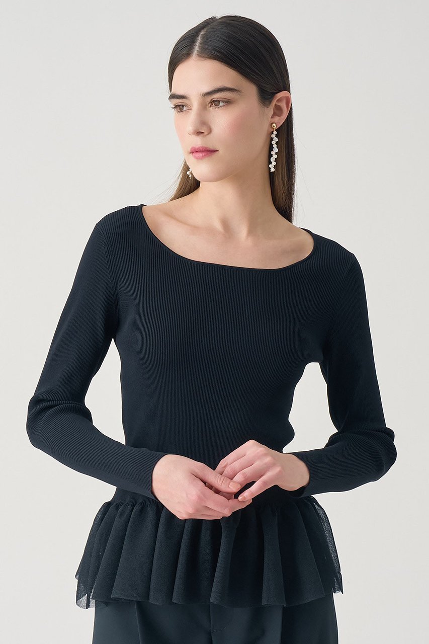 【アナイ/ANAYI】の【Eternal Line 2026】シアーフレアヘムリブ プルオーバー 人気、トレンドファッション・服の通販 founy(ファニー) 　ファッション　Fashion　レディースファッション　Fashion for Women　トップス・カットソー　Cut & Sew Tops　ニット　Knit Tops & Sweaters　カジュアルプルオーバー・ニットトップス　Pullovers & Knit Tops / Casual Pullovers　2025年　2025　2025-2026秋冬・A/W　Autumn/Winter 2025–26 AW25–26　シアー　Sheer, See-Through　ジャケット　Jacket, Outerwear　ツイード　Twill, Twill Weave　デコルテ　Décolleté, Neckline　ペプラム　Peplum, Flared Hem　ミラノリブ　Milano Rib, Milano Stitch　エレガント 上品　Elegant　A/W・秋冬　Autumn/Winter　other-7|ID: prp329100004776596 ipo3291000000034627951