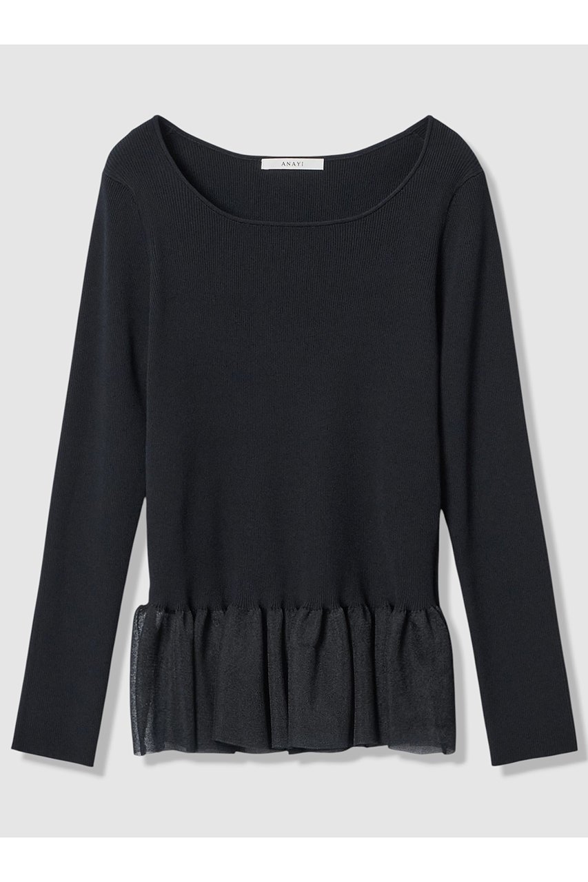 【アナイ/ANAYI】の【Eternal Line 2026】シアーフレアヘムリブ プルオーバー インテリア・キッズ・メンズ・レディースファッション・服の通販 founy(ファニー) 　ファッション　Fashion　レディースファッション　Fashion for Women　トップス・カットソー　Cut & Sew Tops　ニット　Knit Tops & Sweaters　カジュアルプルオーバー・ニットトップス　Pullovers & Knit Tops / Casual Pullovers　2026年　2026　シアー　Sheer, See-Through　ジャケット　Jacket, Outerwear　ツイード　Twill, Twill Weave　デコルテ　Décolleté, Neckline　ペプラム　Peplum, Flared Hem　ミラノリブ　Milano Rib, Milano Stitch　エレガント 上品　Elegant　夏　Summer　春　Spring　S/S・春夏　SS, Spring/Summer, Warm Season　ネイビー|ID: prp329100004776596 ipo3291000000035773121