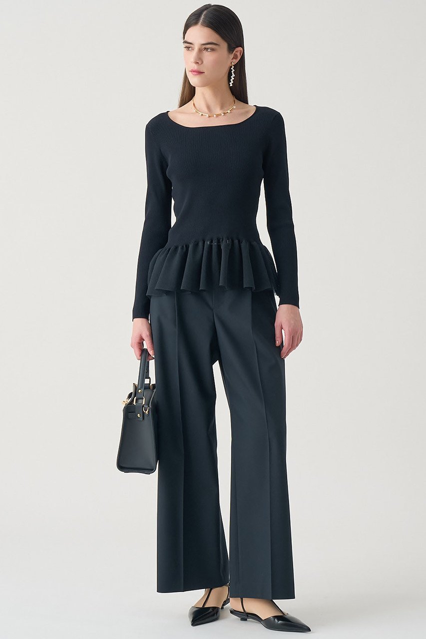 【アナイ/ANAYI】の【Eternal Line 2026】シアーフレアヘムリブ プルオーバー 人気、トレンドファッション・服の通販 founy(ファニー) 　ファッション　Fashion　レディースファッション　Fashion for Women　トップス・カットソー　Cut & Sew Tops　ニット　Knit Tops & Sweaters　カジュアルプルオーバー・ニットトップス　Pullovers & Knit Tops / Casual Pullovers　2026年　2026　シアー　Sheer, See-Through　ジャケット　Jacket, Outerwear　ツイード　Twill, Twill Weave　デコルテ　Décolleté, Neckline　ペプラム　Peplum, Flared Hem　ミラノリブ　Milano Rib, Milano Stitch　エレガント 上品　Elegant　夏　Summer　春　Spring　S/S・春夏　SS, Spring/Summer, Warm Season　other-6|ID: prp329100004776596 ipo3291000000035773126