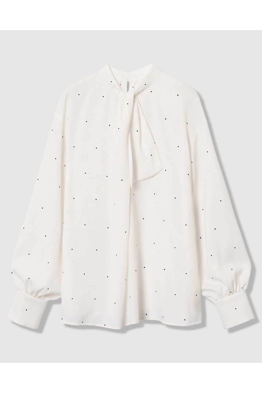 【アナイ/ANAYI】の【Eternal Line 2026】ピンドットプリントボウタイブラウス インテリア・キッズ・メンズ・レディースファッション・服の通販 founy(ファニー) 　ファッション　Fashion　レディースファッション　Fashion for Women　トップス・カットソー　Cut & Sew Tops　シャツ・ブラウス・オフィスカジュアル　Elegant Blouses & Button-Ups　2025年　2025　2025-2026秋冬・A/W　Autumn/Winter 2025–26 AW25–26　おすすめ　Recommended / Our Picks　ショルダー　Shoulder, Shoulder Strap　ジョーゼット　Georgette, Semi-Sheer Fabric　スリーブ　Sleeve, Long Sleeve / Short Sleeve　ドット　Polka Dot, Dot Pattern　ドロップ　Drop Shoulder, Dropped Style　バランス　Balance, Style Balance　プリント　Print, Printed Pattern　ロング　Long, Long-Length　エレガント 上品　Elegant　無地　Plain, Solid Color　A/W・秋冬　Autumn/Winter　ビジネス 仕事 通勤　Business / Work / Commuting　ホワイト|ID: prp329100004776597 ipo3291000000034627954