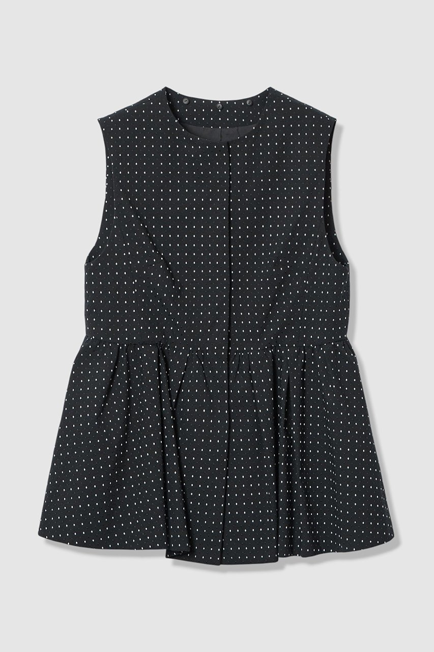 【アナイ/ANAYI】の【Eternal Line 2026】ドットジャガードペプラムジレ ブラウス 人気、トレンドファッション・服の通販 founy(ファニー) 　ファッション　Fashion　レディースファッション　Fashion for Women　アウター　Coat / Outerwear Collection　トップス・カットソー　Cut & Sew Tops　キャミソール&ノースリーブ　Camisoles & Sleeveless Tops　シャツ・ブラウス・オフィスカジュアル　Elegant Blouses & Button-Ups　ベスト&ジレ / 重ね着スタイル　Vests & Gilets　2025年　2025　2025-2026秋冬・A/W　Autumn/Winter 2025–26 AW25–26　おすすめ　Recommended / Our Picks　シンプル　Simple, Minimal　ジャカード／ジャガード　Jacquard, Woven Pattern　ストレッチ　Stretch, Stretchy Fabric　セットアップ　Set-Up, Coordinated Outfit　ドット　Polka Dot, Dot Pattern　ノースリーブ　Sleeveless, No-Sleeve　リボン　Ribbon, Bow　エレガント 上品　Elegant　春　Spring　A/W・秋冬　Autumn/Winter　other-3|ID: prp329100004776599 ipo3291000000034627977