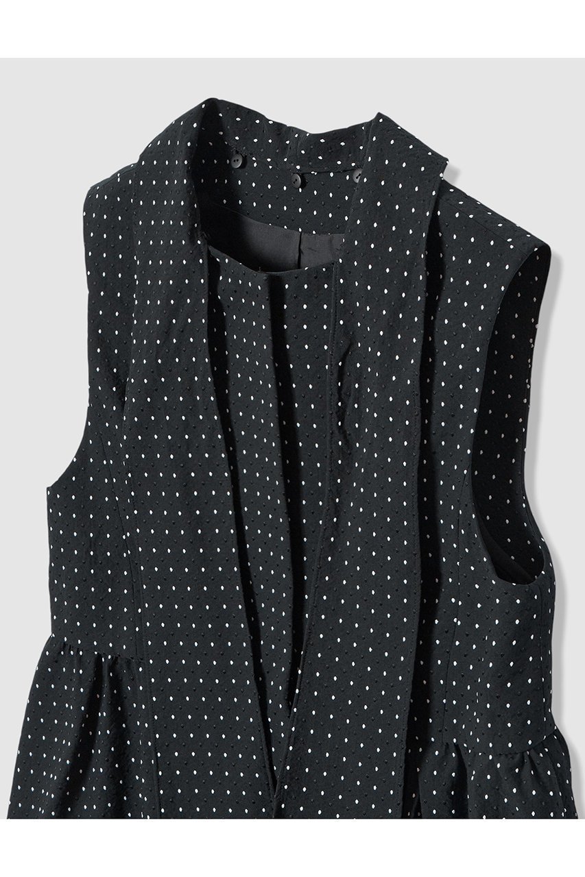 【アナイ/ANAYI】の【Eternal Line 2026】ドットジャガードペプラムジレ ブラウス 人気、トレンドファッション・服の通販 founy(ファニー) 　ファッション　Fashion　レディースファッション　Fashion for Women　アウター　Coat / Outerwear Collection　トップス・カットソー　Cut & Sew Tops　キャミソール&ノースリーブ　Camisoles & Sleeveless Tops　シャツ・ブラウス・オフィスカジュアル　Elegant Blouses & Button-Ups　ベスト&ジレ / 重ね着スタイル　Vests & Gilets　2025年　2025　2025-2026秋冬・A/W　Autumn/Winter 2025–26 AW25–26　おすすめ　Recommended / Our Picks　シンプル　Simple, Minimal　ジャカード／ジャガード　Jacquard, Woven Pattern　ストレッチ　Stretch, Stretchy Fabric　セットアップ　Set-Up, Coordinated Outfit　ドット　Polka Dot, Dot Pattern　ノースリーブ　Sleeveless, No-Sleeve　リボン　Ribbon, Bow　エレガント 上品　Elegant　春　Spring　A/W・秋冬　Autumn/Winter　other-5|ID: prp329100004776599 ipo3291000000034627979