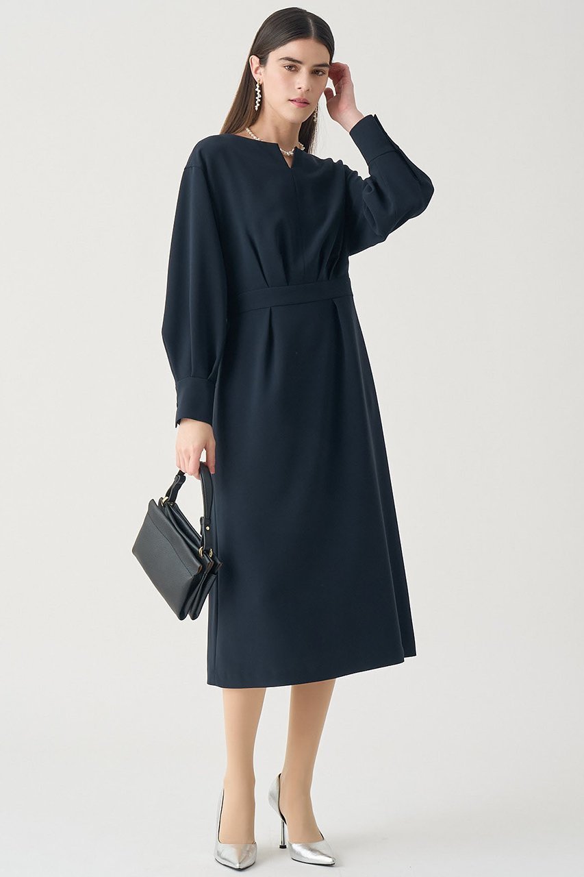 【アナイ/ANAYI】の【Eternal Line 2026】ストレッチクロスキーネック ワンピース 人気、トレンドファッション・服の通販 founy(ファニー) 　ファッション　Fashion　レディースファッション　Fashion for Women　ワンピース　Dresses　チュニック　Tunic Tops & Dresses　2025年　2025　2025-2026秋冬・A/W　Autumn/Winter 2025–26 AW25–26　コンパクト　Compact, Small Size　ストレッチ　Stretch, Stretchy Fabric　スリーブ　Sleeve, Long Sleeve / Short Sleeve　ダブル　Double, Double-Breasted　チュニック　Tunic, Long Top　デコルテ　Décolleté, Neckline　ドロップ　Drop Shoulder, Dropped Style　バランス　Balance, Style Balance　ロング　Long, Long-Length　エレガント 上品　Elegant　A/W・秋冬　Autumn/Winter　other-8|ID: prp329100004776602 ipo3291000000034628014