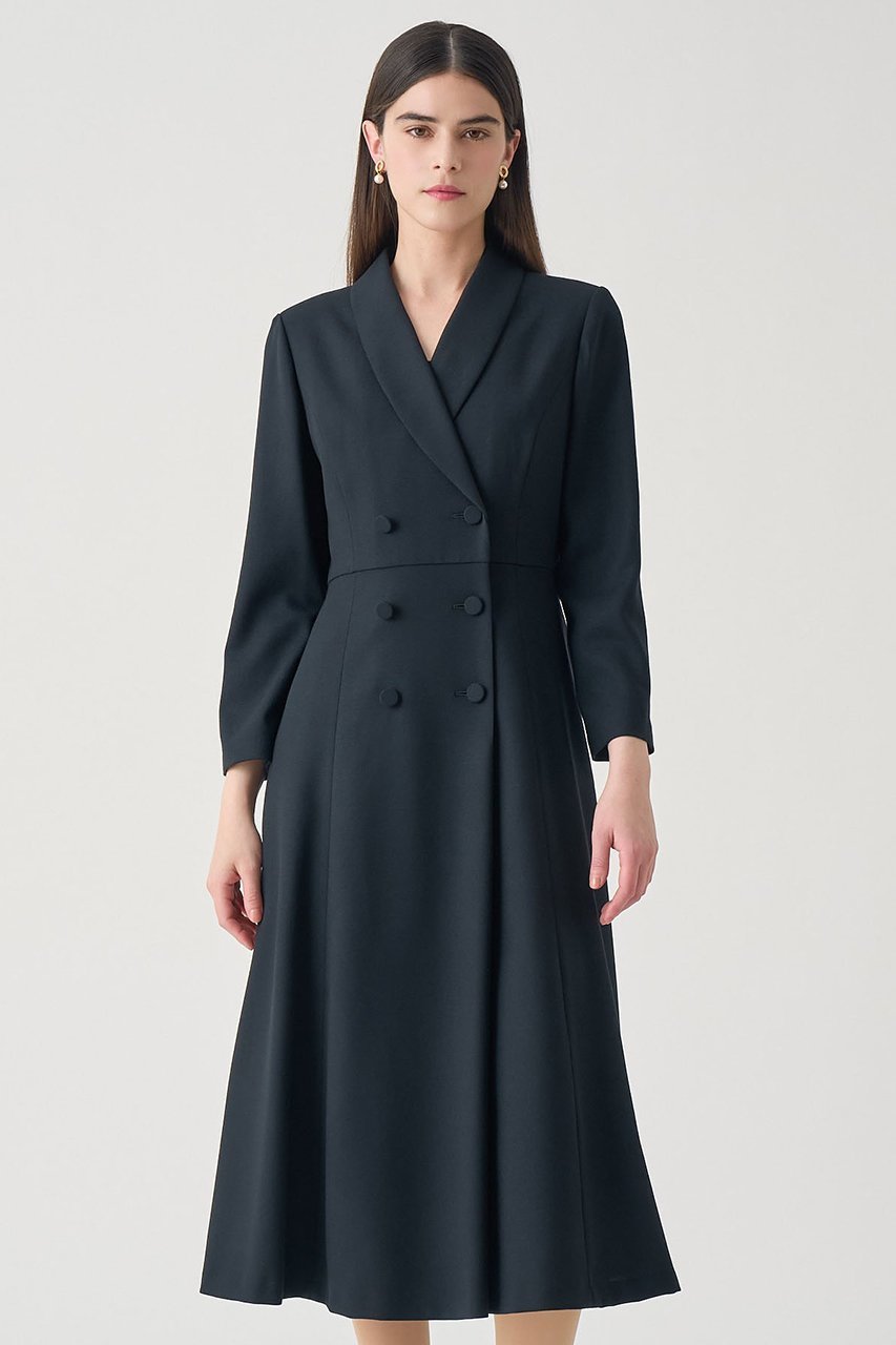 【アナイ/ANAYI】の【Eternal Line 2026】ウールジョーゼットショール衿 ワンピース 人気、トレンドファッション・服の通販 founy(ファニー) 　ファッション　Fashion　レディースファッション　Fashion for Women　ワンピース　Dresses　チュニック　Tunic Tops & Dresses　2025年　2025　2025-2026秋冬・A/W　Autumn/Winter 2025–26 AW25–26　おすすめ　Recommended / Our Picks　オケージョン　Occasion Wear　ショール　Shawl, Wrap　ジョーゼット　Georgette, Semi-Sheer Fabric　セレモニー　Ceremony　ダブル　Double, Double-Breasted　チュニック　Tunic, Long Top　テクスチャー　Texture, Textured Fabric　ロング　Long, Long-Length　エレガント 上品　Elegant　今季　This Season, Current Season　A/W・秋冬　Autumn/Winter　other-8|ID: prp329100004776603 ipo3291000000034628024