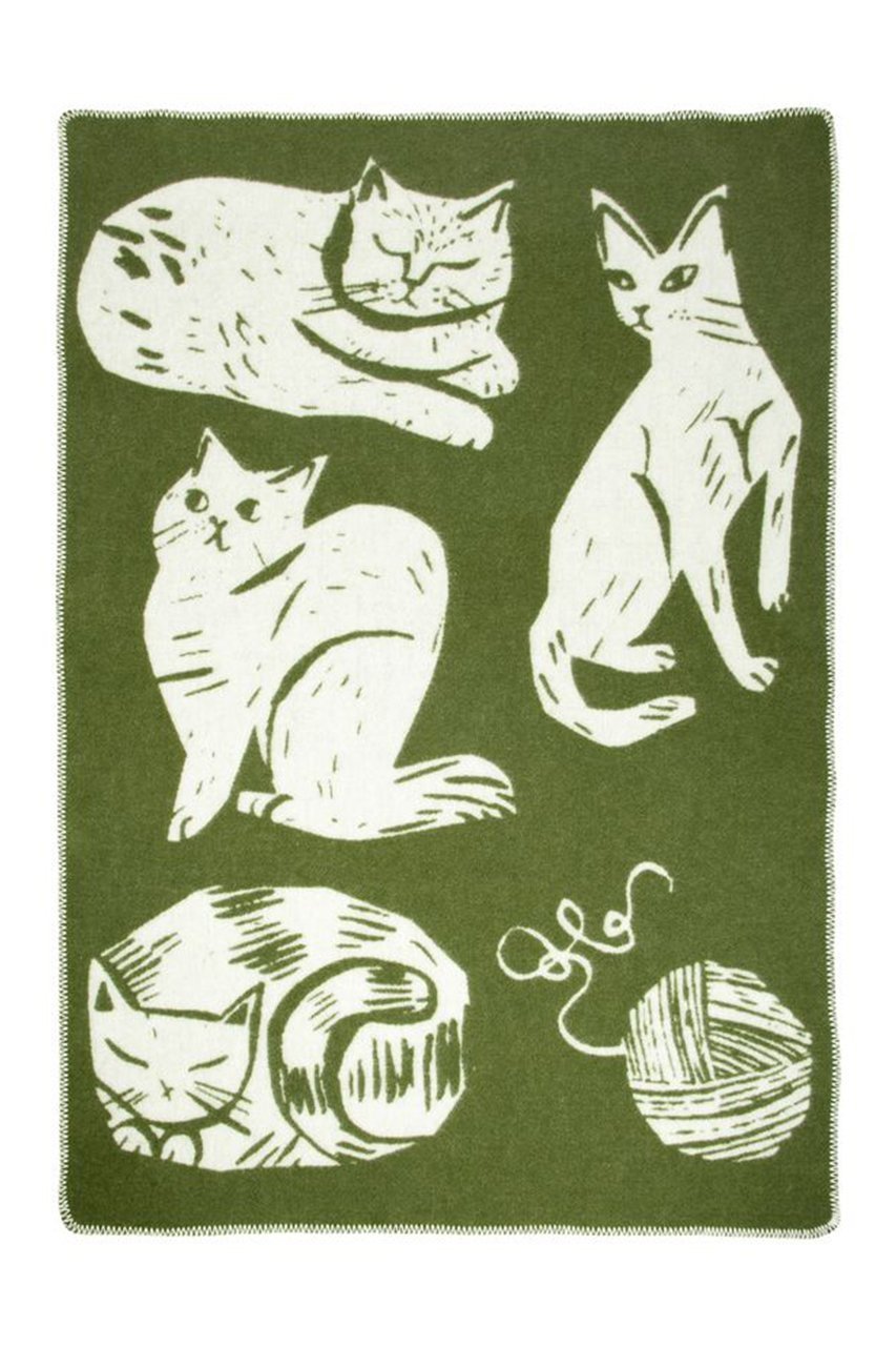 【ラプアン カンクリ/LAPUAN KANKURIT / GOODS】のKISSANPAIVAT ウールブランケット 90x130cm インテリア・キッズ・メンズ・レディースファッション・服の通販 founy(ファニー) イラスト Illustration ブランケット Blanket, Throw Blanket 再入荷 Restock / Back in Stock 猫 Cat, Kitty 軽量 Lightweight, Ultra Light オリーブ×ホワイト|ID: prp329100004776608 ipo3291000000034628103