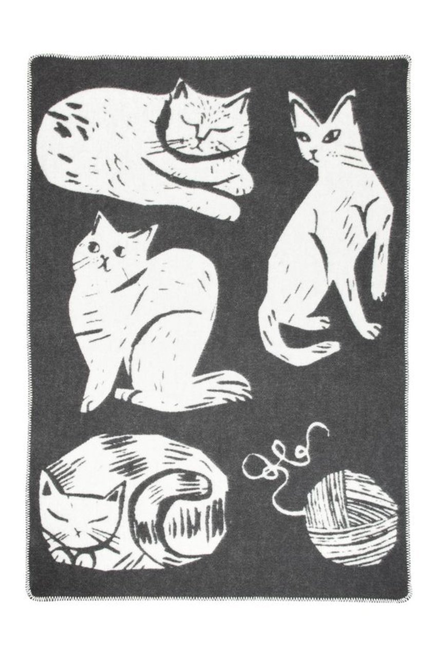 【ラプアン カンクリ/LAPUAN KANKURIT / GOODS】のKISSANPAIVAT ウールブランケット 90x130cm インテリア・キッズ・メンズ・レディースファッション・服の通販 founy(ファニー) イラスト Illustration ブランケット Blanket, Throw Blanket 再入荷 Restock / Back in Stock 猫 Cat, Kitty 軽量 Lightweight, Ultra Light ダークグレー×ホワイト|ID: prp329100004776608 ipo3291000000034628104