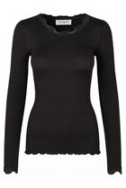 【ロサムンド/ROSEMUNDE】のレース付き クルーネックプルオーバー シルクコットン 人気、トレンドファッション・服の通販 founy(ファニー) ファッション Fashion レディースファッション Fashion for Women トップス・カットソー Cut & Sew Tops シャツ・ブラウス・オフィスカジュアル Elegant Blouses & Button-Ups ロングTシャツ・Tシャツ Longline T-Shirts & Tees カジュアルプルオーバー・ニットトップス Pullovers & Knit Tops / Casual Pullovers カットソー・ベーシックTシャツ Cut-and-Sewn Tops / Stretch Tees & Basics インナー Innerwear シルク Silk, 100% Silk スリーブ Sleeve, Long Sleeve / Short Sleeve レース Lace, Lace Fabric ロング Long, Long-Length 再入荷 Restock / Back in Stock thumbnail ブラック|ID: prp329100004776619 ipo3291000000034628299