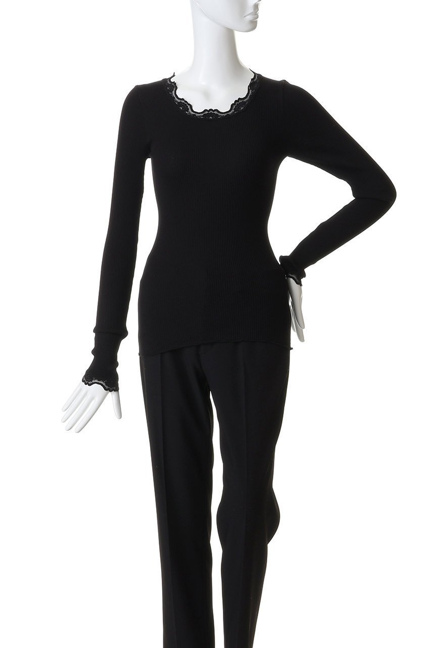 【ロサムンド/ROSEMUNDE】のレース付き クルーネックプルオーバー シルクコットン 人気、トレンドファッション・服の通販 founy(ファニー) ファッション Fashion レディースファッション Fashion for Women トップス・カットソー Cut & Sew Tops シャツ・ブラウス・オフィスカジュアル Elegant Blouses & Button-Ups ロングTシャツ・Tシャツ Longline T-Shirts & Tees カジュアルプルオーバー・ニットトップス Pullovers & Knit Tops / Casual Pullovers カットソー・ベーシックTシャツ Cut-and-Sewn Tops / Stretch Tees & Basics インナー Innerwear シルク Silk, 100% Silk スリーブ Sleeve, Long Sleeve / Short Sleeve レース Lace, Lace Fabric ロング Long, Long-Length 再入荷 Restock / Back in Stock other-2|ID: prp329100004776619 ipo3291000000034628303