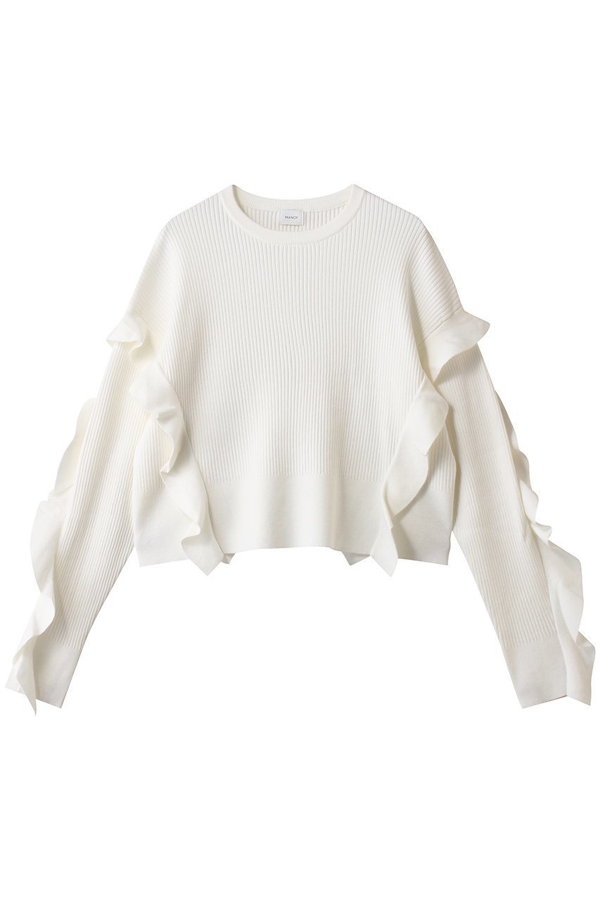 【マノフ/MANOF】のFRILLS RIB KNIT 人気、トレンドファッション・服の通販 founy(ファニー) ファッション Fashion レディースファッション Fashion for Women トップス・カットソー Cut & Sew Tops ニット Knit Tops & Sweaters カジュアルプルオーバー・ニットトップス Pullovers & Knit Tops / Casual Pullovers ショルダー Shoulder, Shoulder Strap ショート Short, Short Length ドロップ Drop Shoulder, Dropped Style フリル Frill, Ruffle 新作・新入荷 New Arrivals / New In other-1|ID: prp329100004777323 ipo3291000000034638979