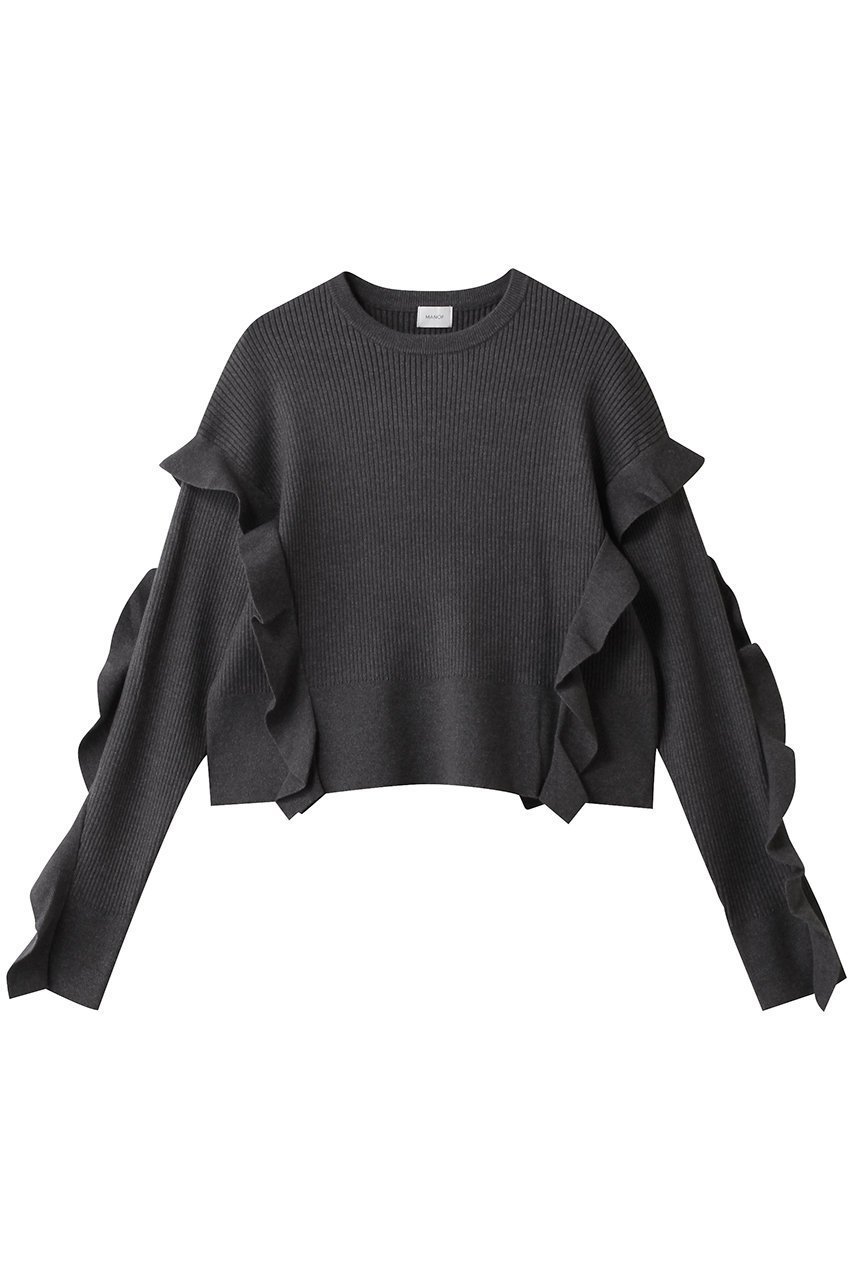 【マノフ/MANOF】のFRILLS RIB KNIT インテリア・キッズ・メンズ・レディースファッション・服の通販 founy(ファニー) ファッション Fashion レディースファッション Fashion for Women トップス・カットソー Cut & Sew Tops ニット Knit Tops & Sweaters カジュアルプルオーバー・ニットトップス Pullovers & Knit Tops / Casual Pullovers ショルダー Shoulder, Shoulder Strap ショート Short, Short Length ドロップ Drop Shoulder, Dropped Style フリル Frill, Ruffle 新作・新入荷 New Arrivals / New In CHARCOAL|ID: prp329100004777323 ipo3291000000034638981