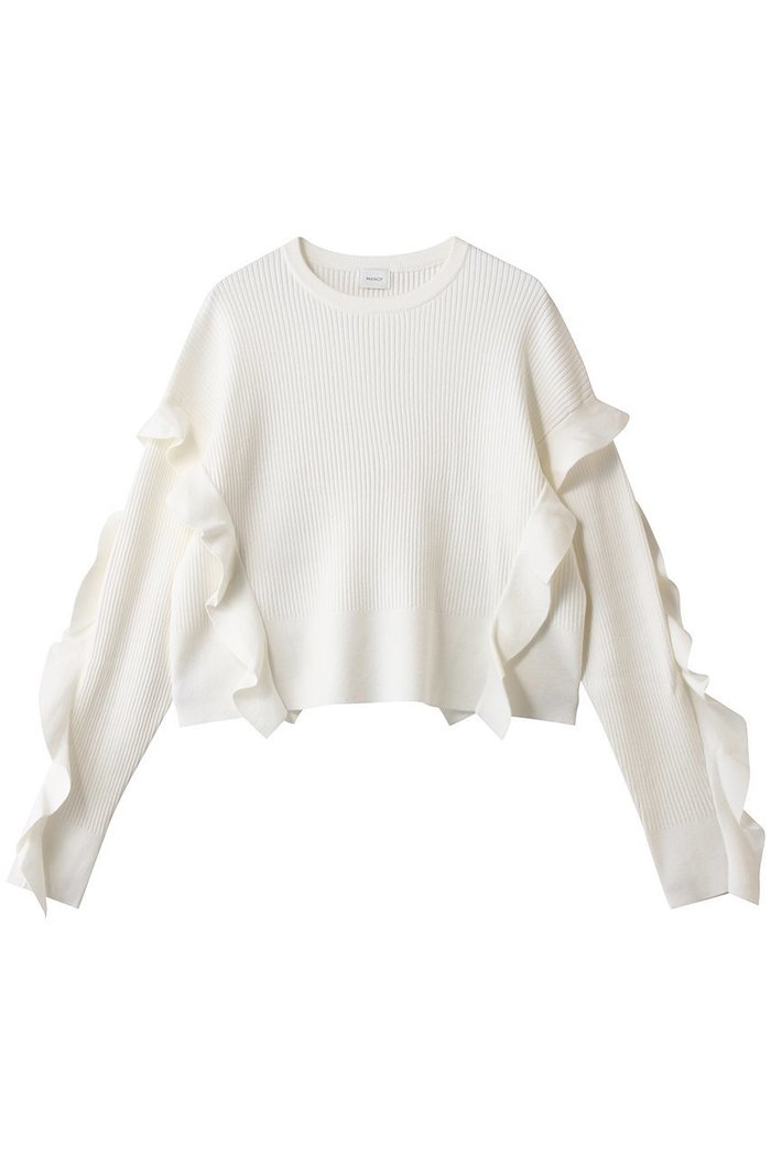 【マノフ/MANOF】のFRILLS RIB KNIT インテリア・キッズ・メンズ・レディースファッション・服の通販 founy(ファニー) https://founy.com/ ファッション Fashion レディースファッション Fashion for Women トップス・カットソー Cut & Sew Tops ニット Knit Tops & Sweaters カジュアルプルオーバー・ニットトップス Pullovers & Knit Tops / Casual Pullovers ショルダー Shoulder, Shoulder Strap ショート Short, Short Length ドロップ Drop Shoulder, Dropped Style フリル Frill, Ruffle |ID: prp329100004777323 ipo3291000000036016240