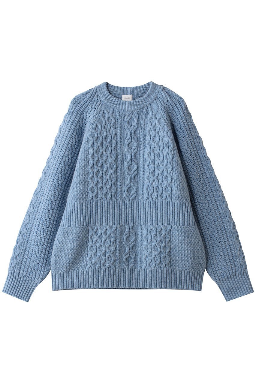 【マノフ/MANOF】のWAIST RIB CABLE KNIT インテリア・キッズ・メンズ・レディースファッション・服の通販 founy(ファニー) 　ファッション　Fashion　レディースファッション　Fashion for Women　トップス・カットソー　Cut & Sew Tops　ニット　Knit Tops & Sweaters　カジュアルプルオーバー・ニットトップス　Pullovers & Knit Tops / Casual Pullovers　インナー　Innerwear　タートルネック　Turtleneck, High Neck　ルーズ　Loose, Oversized　ワイド　Wide, Wide Fit　新作・新入荷　New Arrivals / New In　A/W・秋冬　Autumn/Winter　BLUE|ID: prp329100004777324 ipo3291000000034638989