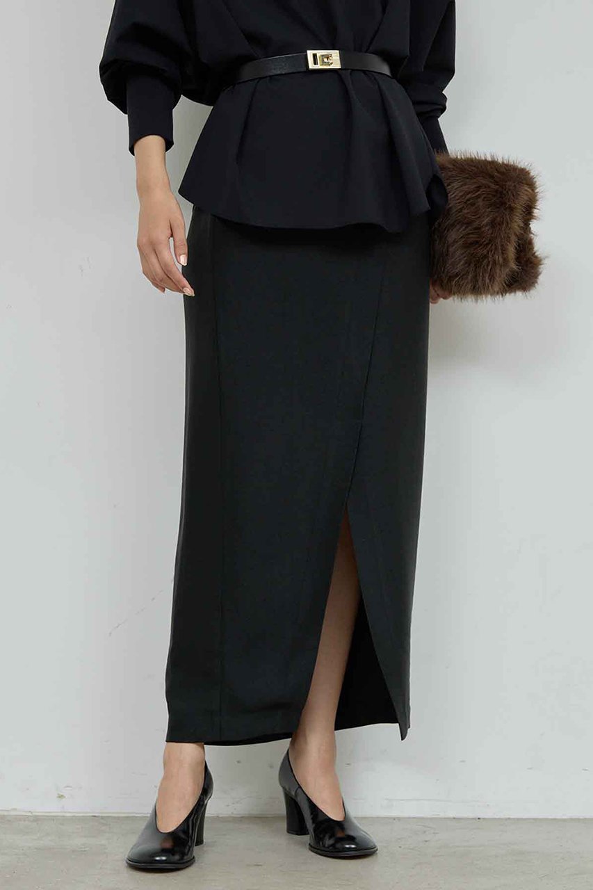 【ガリャルダガランテ/GALLARDAGALANTE】のアセテートツイルスカート インテリア・キッズ・メンズ・レディースファッション・服の通販 founy(ファニー) 　ファッション　Fashion　レディースファッション　Fashion for Women　スカート　Skirts　ロングスカート　Long Skirts / Maxi & Midi Skirts　おすすめ　Recommended / Our Picks　スリット　Slit, Slit Detail　バランス　Balance, Style Balance　フラップ　Flap, Flap Pocket　フロント　Front, Front Design　ポケット　Pocket, Pocket Detail　ロング　Long, Long-Length　エレガント 上品　Elegant　ブラック|ID: prp329100004777332 ipo3291000000036016275