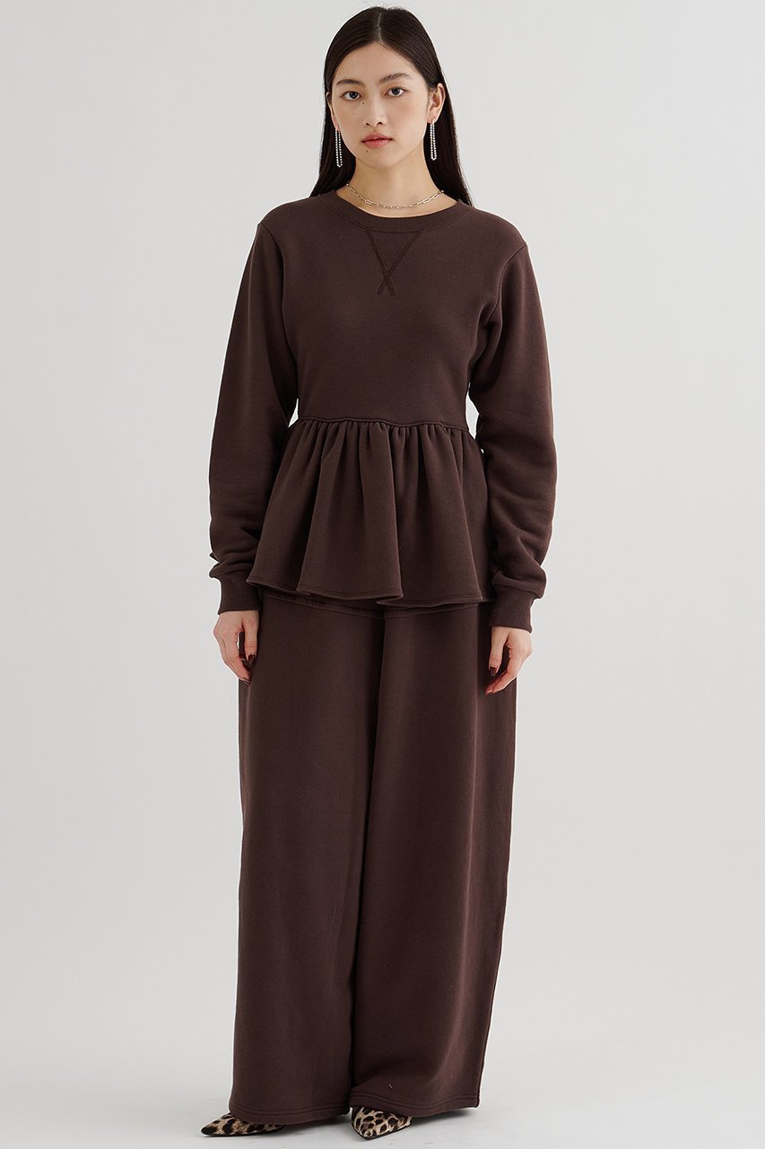 【ウィムガゼット/Whim Gazette】の裏毛フリルプルオーバー 人気、トレンドファッション・服の通販 founy(ファニー) 　ファッション　Fashion　レディースファッション　Fashion for Women　トップス・カットソー　Cut & Sew Tops　シャツ・ブラウス・オフィスカジュアル　Elegant Blouses & Button-Ups　ロングTシャツ・Tシャツ　Longline T-Shirts & Tees　カジュアルプルオーバー・ニットトップス　Pullovers & Knit Tops / Casual Pullovers　カットソー・ベーシックTシャツ　Cut-and-Sewn Tops / Stretch Tees & Basics　スウェット / スエット　Sweatshirt, Sweatwear　スリーブ　Sleeve, Long Sleeve / Short Sleeve　セットアップ　Set-Up, Coordinated Outfit　バランス　Balance, Style Balance　フェミニン　Feminine, Girly　フリル　Frill, Ruffle　ペプラム　Peplum, Flared Hem　ボトム　Bottoms, Lower Wear　ロング　Long, Long-Length　A/W・秋冬　Autumn/Winter　おすすめ　Recommended / Our Picks　日本製　Made In Japan　2025年　2025　2025-2026秋冬・A/W　Autumn/Winter 2025–26 AW25–26　other-4|ID: prp329100004777352 ipo3291000000034639216