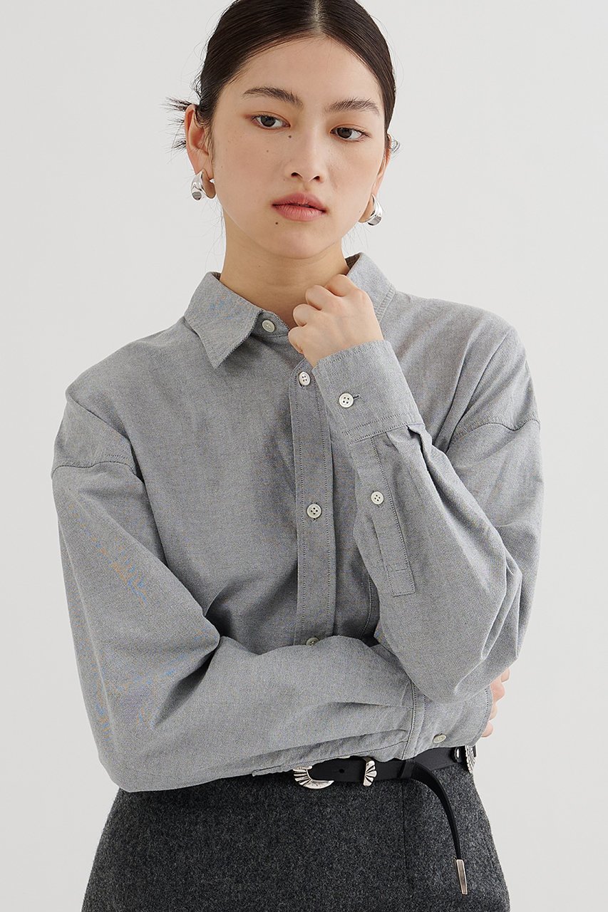 【ウィムガゼット/Whim Gazette】の刺繍オックスフォードシャツ インテリア・キッズ・メンズ・レディースファッション・服の通販 founy(ファニー) ファッション Fashion レディースファッション Fashion for Women トップス・カットソー Cut & Sew Tops シャツ・ブラウス・オフィスカジュアル Elegant Blouses & Button-Ups 2025年 2025 2025-2026秋冬・A/W Autumn/Winter 2025–26 AW25–26 イエロー Yellow オックス Oxford Fabric シンプル Simple, Minimal スリーブ Sleeve, Long Sleeve / Short Sleeve トレンド Trend, Trending Now バランス Balance, Style Balance リラックス Relax, Relaxed Fit ロング Long, Long-Length エレガント 上品 Elegant 定番 Standard, Basic Item A/W・秋冬 Autumn/Winter グレー|ID: prp329100004777357 ipo3291000000034639261