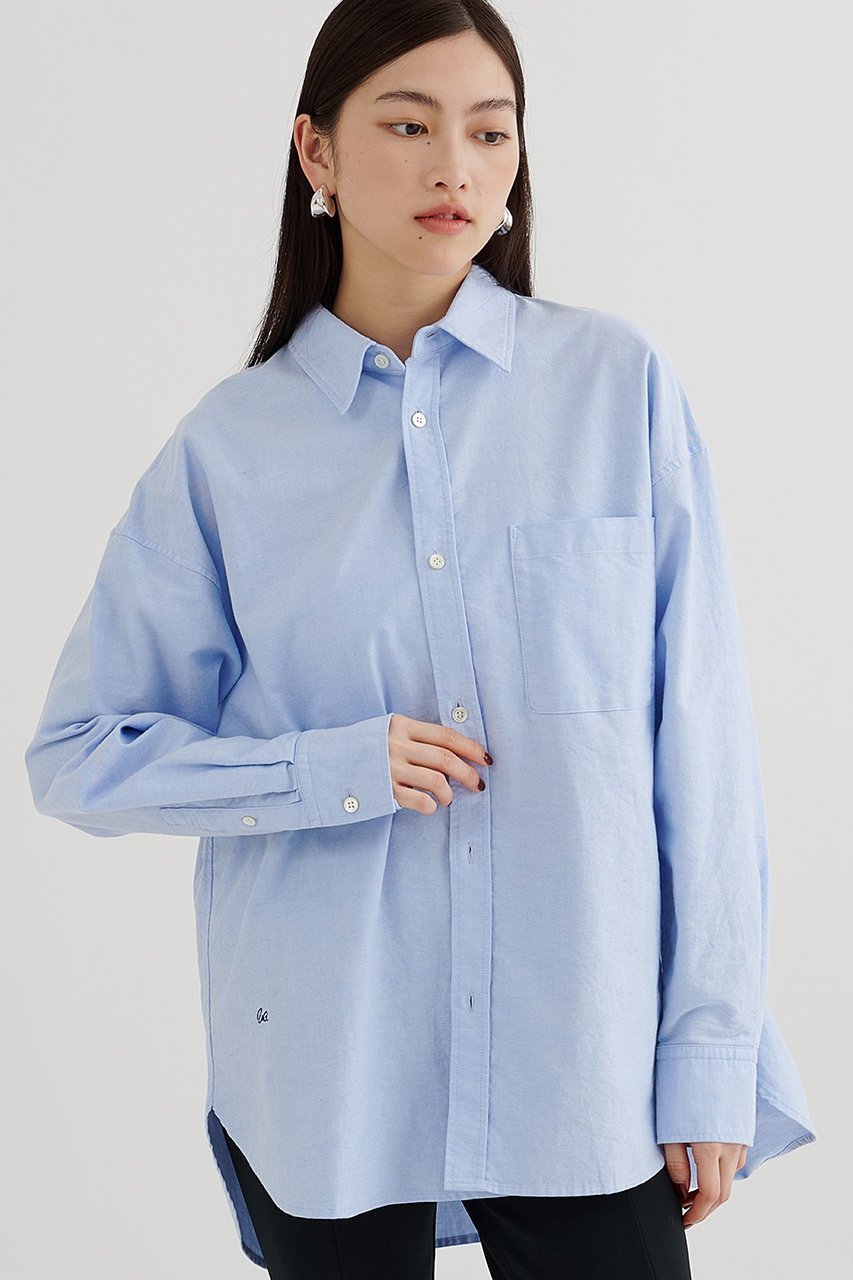 【ウィムガゼット/Whim Gazette】の刺繍オックスフォードシャツ インテリア・キッズ・メンズ・レディースファッション・服の通販 founy(ファニー) ファッション Fashion レディースファッション Fashion for Women トップス・カットソー Cut & Sew Tops シャツ・ブラウス・オフィスカジュアル Elegant Blouses & Button-Ups 2025年 2025 2025-2026秋冬・A/W Autumn/Winter 2025–26 AW25–26 イエロー Yellow オックス Oxford Fabric シンプル Simple, Minimal スリーブ Sleeve, Long Sleeve / Short Sleeve トレンド Trend, Trending Now バランス Balance, Style Balance リラックス Relax, Relaxed Fit ロング Long, Long-Length エレガント 上品 Elegant 定番 Standard, Basic Item A/W・秋冬 Autumn/Winter サックスブルー|ID: prp329100004777357 ipo3291000000034639263