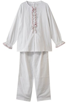 【イクコ/IKUKO / GOODS】のダブルガーゼ フロントフリル&リボンパジャマ 人気、トレンドファッション・服の通販 founy(ファニー) ストレート Straight, Straight Cut ダブル Double, Double-Breasted パジャマ Pajamas, Sleepwear フェミニン Feminine, Girly フリル Frill, Ruffle フロント Front, Front Design リボン Ribbon, Bow リラックス Relax, Relaxed Fit 新作・新入荷 New Arrivals / New In |ID:prp329100004778104