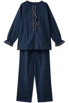 【イクコ/IKUKO / GOODS】のダブルガーゼ フロントフリル&リボンパジャマ ネイビー|ID:prp329100004778104