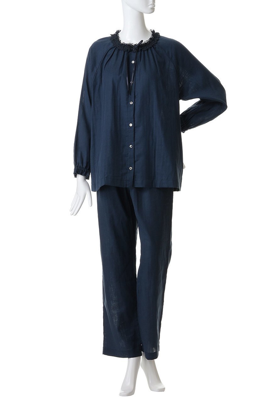 【イクコ/IKUKO / GOODS】のダブルガーゼ レースネック全開パジャマ 人気、トレンドファッション・服の通販 founy(ファニー) 　お家時間・ステイホーム　Stay Home / At Home　ジュエリー　Jewelry, Accessories　ダブル　Double, Double-Breasted　パジャマ　Pajamas, Sleepwear　リラックス　Relax, Relaxed Fit　レース　Lace, Lace Fabric　新作・新入荷　New Arrivals / New In　other-2|ID: prp329100004778105 ipo3291000000034648543