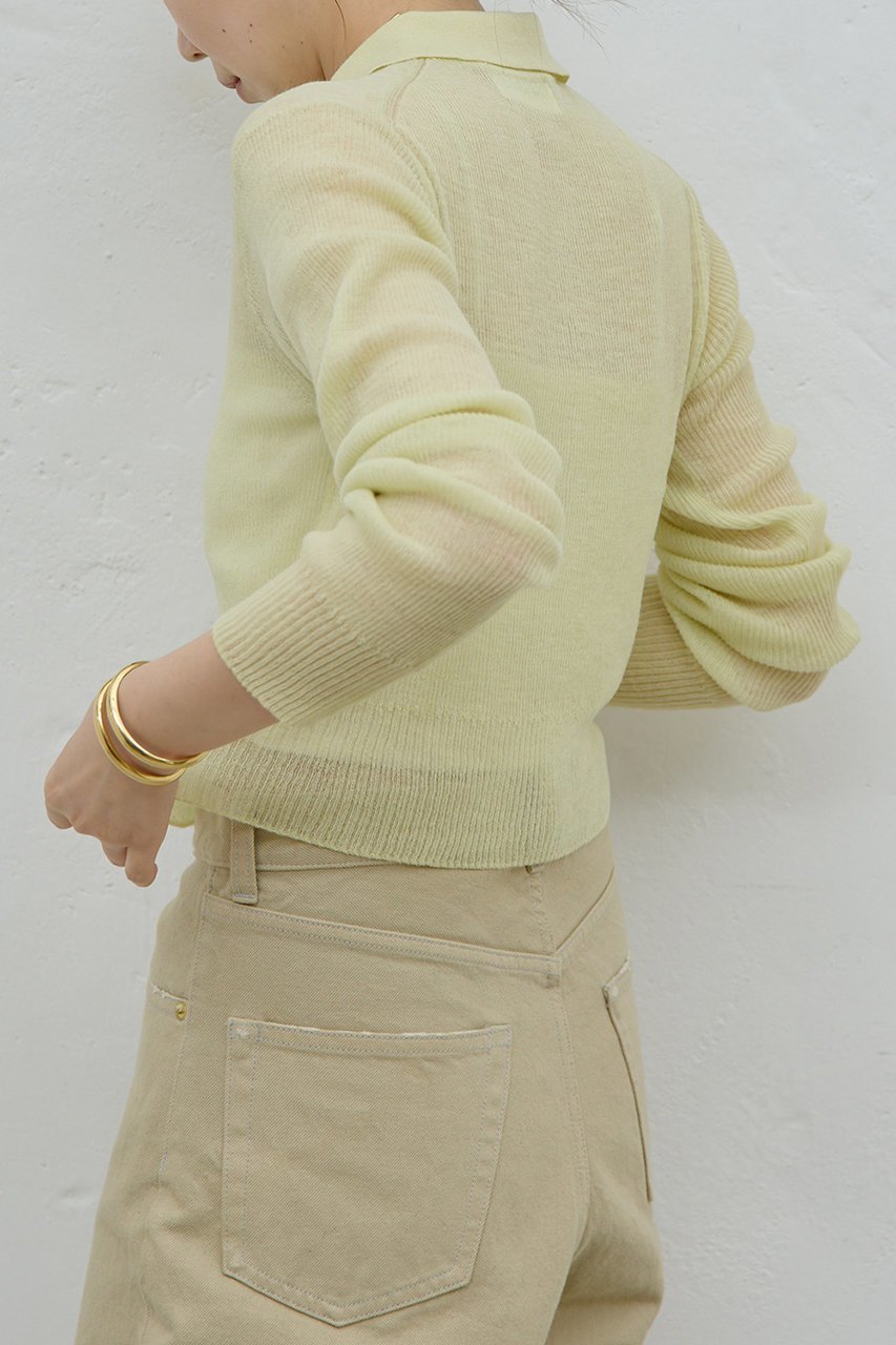 【ガリャルダガランテ/GALLARDAGALANTE】の【HERITANOVUM】【セットアップ対応】シアーリブポロニット 人気、トレンドファッション・服の通販 founy(ファニー) 　ファッション　Fashion　レディースファッション　Fashion for Women　トップス・カットソー　Cut & Sew Tops　ニット　Knit Tops & Sweaters　カーディガン・羽織り　Layered Style Cardigans　カーディガン　Cardigan, Knitwear　シアー　Sheer, See-Through　スタイリッシュ　Stylish, Fashionable　セットアップ　Set-Up, Coordinated Outfit　バランス　Balance, Style Balance　ボトム　Bottoms, Lower Wear　other-6|ID: prp329100004778106 ipo3291000000035905770