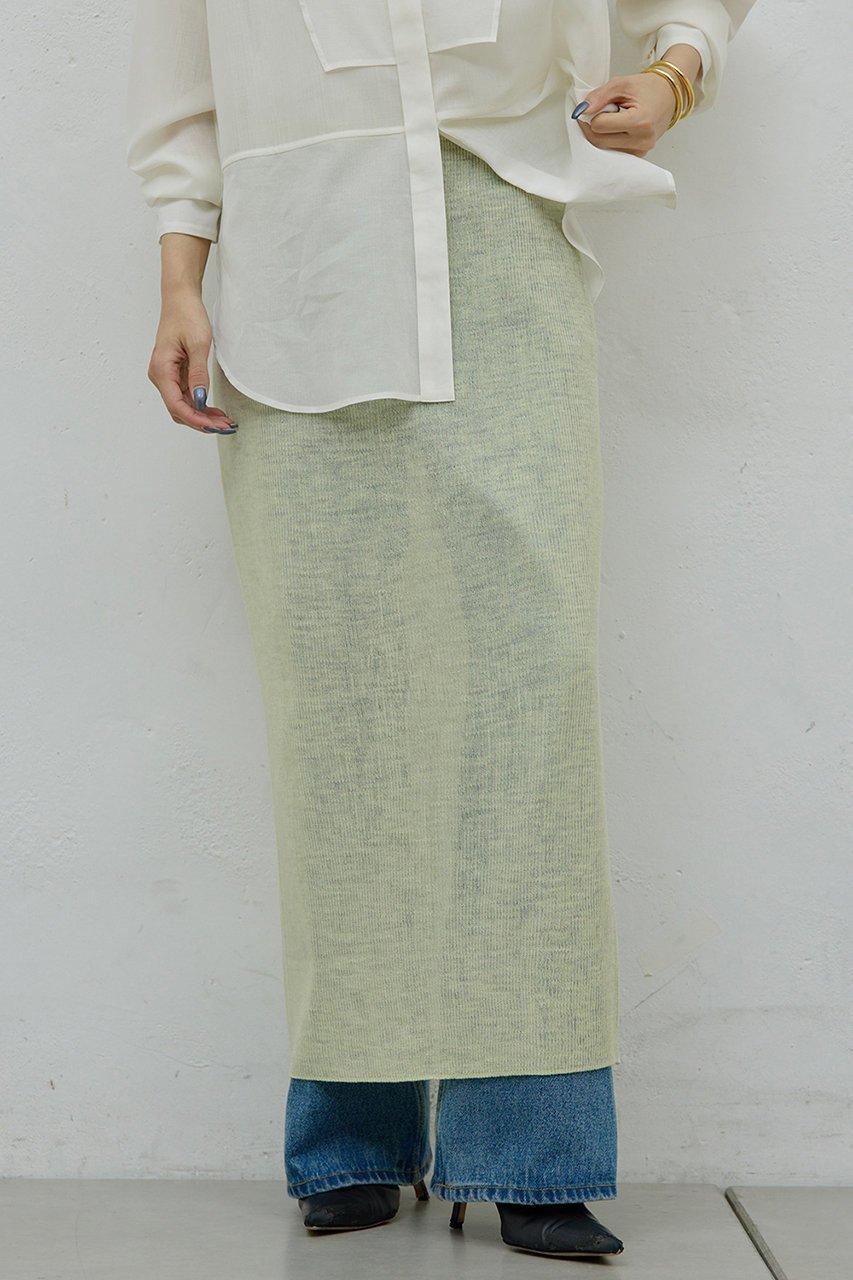 【ガリャルダガランテ/GALLARDAGALANTE】の【HERITANOVUM】【セットアップ対応】シアーリブニットスカート インテリア・キッズ・メンズ・レディースファッション・服の通販 founy(ファニー) 　ファッション　Fashion　レディースファッション　Fashion for Women　セットアップ　Matching Sets　スカート・ミニ/ミディ/マキシ　Skirts / Mini, Midi & Maxi Skirts　スカート　Skirts　ロングスカート　Long Skirts / Maxi & Midi Skirts　イエロー　Yellow　エレガント 上品　Elegant　シアー　Sheer, See-Through　スリット　Slit, Slit Detail　セットアップ　Set-Up, Coordinated Outfit　トレンド　Trend, Trending Now　ベーシック　Basic, Essential　ロング　Long, Long-Length　新作・新入荷　New Arrivals / New In　レモンイエロー|ID: prp329100004778110 ipo3291000000034648587