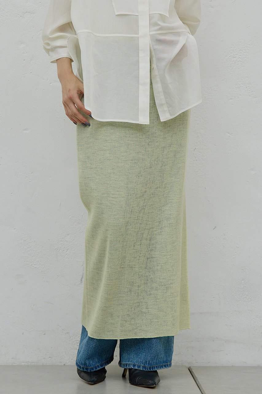 【ガリャルダガランテ/GALLARDAGALANTE】の【HERITANOVUM】【セットアップ対応】シアーリブニットスカート 人気、トレンドファッション・服の通販 founy(ファニー) 　ファッション　Fashion　レディースファッション　Fashion for Women　セットアップ　Matching Sets　スカート・ミニ/ミディ/マキシ　Skirts / Mini, Midi & Maxi Skirts　スカート　Skirts　ロングスカート　Long Skirts / Maxi & Midi Skirts　イエロー　Yellow　エレガント 上品　Elegant　シアー　Sheer, See-Through　スリット　Slit, Slit Detail　セットアップ　Set-Up, Coordinated Outfit　トレンド　Trend, Trending Now　ベーシック　Basic, Essential　ロング　Long, Long-Length　other-5|ID: prp329100004778110 ipo3291000000036049760