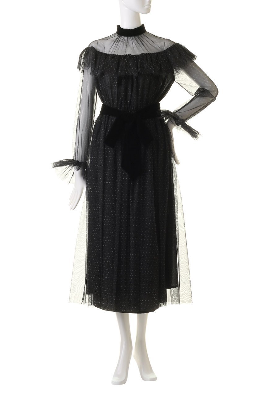 【コルコバード/CORCOVADO】のドットプリントチュールドレス 人気、トレンドファッション・服の通販 founy(ファニー) 　ファッション　Fashion　レディースファッション　Fashion for Women　ワンピース　Dresses　フォーマル・パーティードレス・結婚式用ドレス　Elegant & Casual Dresses　チュニック　Tunic Tops & Dresses　アクセサリー　Fashion Accessories　クラシカル　Classical, Vintage-Inspired　シルバー　Silver, Metallic Silver　チュニック　Tunic, Long Top　デコルテ　Décolleté, Neckline　ドット　Polka Dot, Dot Pattern　ドレス　Dress, One-Piece　バランス　Balance, Style Balance　パール　Pearl, Pearl Accent　フォーマル　Formal, Dressy　エレガント 上品　Elegant　other-2|ID: prp329100004778117 ipo3291000000034648653