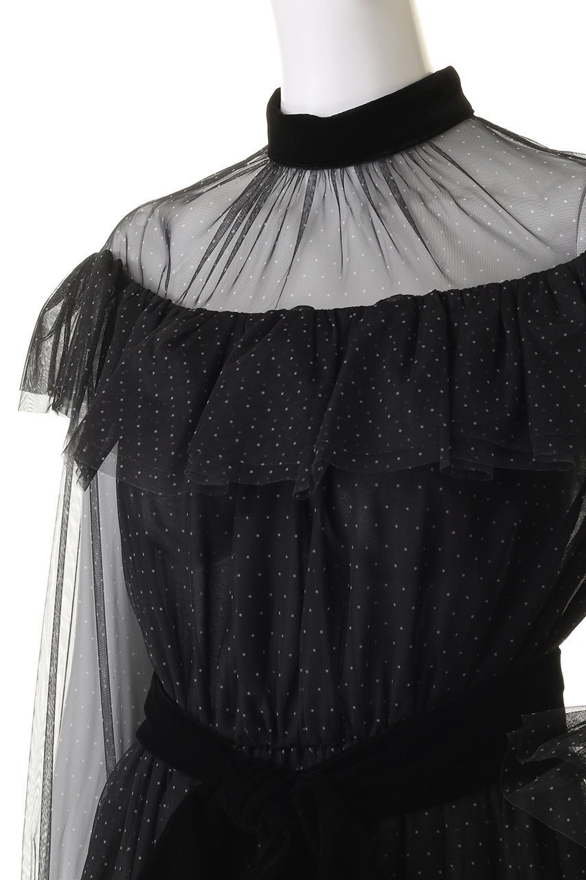 【コルコバード/CORCOVADO】のドットプリントチュールドレス 人気、トレンドファッション・服の通販 founy(ファニー) 　ファッション　Fashion　レディースファッション　Fashion for Women　ワンピース　Dresses　フォーマル・パーティードレス・結婚式用ドレス　Elegant & Casual Dresses　チュニック　Tunic Tops & Dresses　アクセサリー　Fashion Accessories　クラシカル　Classical, Vintage-Inspired　シルバー　Silver, Metallic Silver　チュニック　Tunic, Long Top　デコルテ　Décolleté, Neckline　ドット　Polka Dot, Dot Pattern　ドレス　Dress, One-Piece　バランス　Balance, Style Balance　パール　Pearl, Pearl Accent　フォーマル　Formal, Dressy　エレガント 上品　Elegant　other-5|ID: prp329100004778117 ipo3291000000034648656