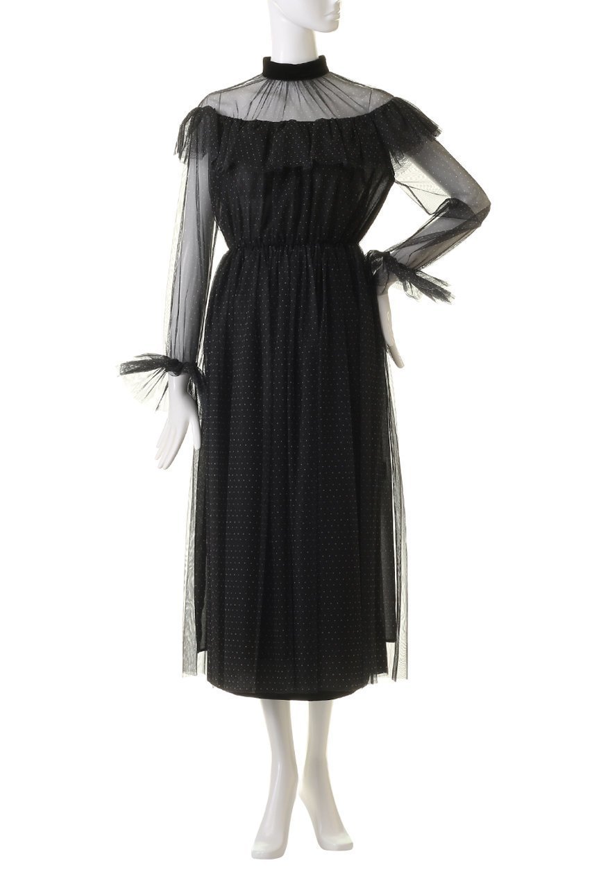 【コルコバード/CORCOVADO】のドットプリントチュールドレス 人気、トレンドファッション・服の通販 founy(ファニー) 　ファッション　Fashion　レディースファッション　Fashion for Women　ワンピース　Dresses　フォーマル・パーティードレス・結婚式用ドレス　Elegant & Casual Dresses　チュニック　Tunic Tops & Dresses　アクセサリー　Fashion Accessories　クラシカル　Classical, Vintage-Inspired　シルバー　Silver, Metallic Silver　チュニック　Tunic, Long Top　デコルテ　Décolleté, Neckline　ドット　Polka Dot, Dot Pattern　ドレス　Dress, One-Piece　バランス　Balance, Style Balance　パール　Pearl, Pearl Accent　フォーマル　Formal, Dressy　エレガント 上品　Elegant　other-6|ID: prp329100004778117 ipo3291000000034648657