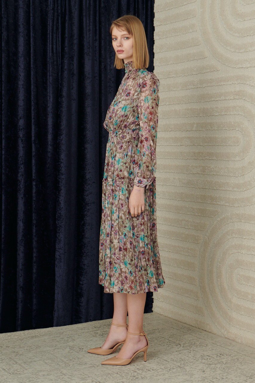 【コルコバード/CORCOVADO】のフレグランスガーデンプリントドレス 人気、トレンドファッション・服の通販 founy(ファニー) 　ファッション　Fashion　レディースファッション　Fashion for Women　ワンピース　Dresses　フォーマル・パーティードレス・結婚式用ドレス　Elegant & Casual Dresses　チュニック　Tunic Tops & Dresses　ギャザー　Gathered, Ruffled　シアー　Sheer, See-Through　チュニック　Tunic, Long Top　ドレス　Dress, One-Piece　ハイネック　High Neck, Mock Neck　フラワー　Flower, Floral　プリント　Print, Printed Pattern　プリーツ　Pleats, Pleated　other-6|ID: prp329100004778120 ipo3291000000034648683