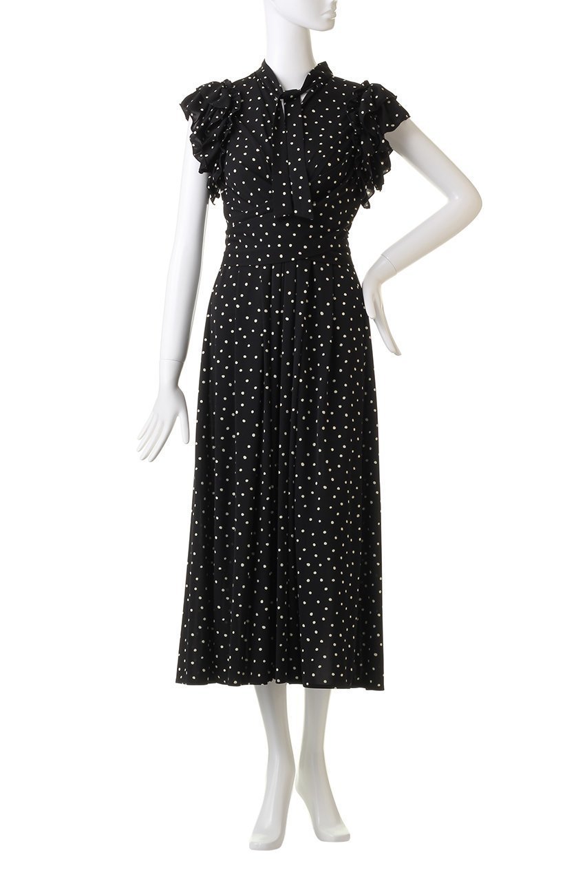 【コルコバード/CORCOVADO】のスムースジャージードットドレス 人気、トレンドファッション・服の通販 founy(ファニー) 　ファッション　Fashion　レディースファッション　Fashion for Women　ワンピース　Dresses　フォーマル・パーティードレス・結婚式用ドレス　Elegant & Casual Dresses　チュニック　Tunic Tops & Dresses　クラシカル　Classical, Vintage-Inspired　スリット　Slit, Slit Detail　スリーブ　Sleeve, Long Sleeve / Short Sleeve　チュニック　Tunic, Long Top　ドット　Polka Dot, Dot Pattern　パーティ　Party, Party Style　フリル　Frill, Ruffle　フレア　Flare, Flared　ロング　Long, Long-Length　other-2|ID: prp329100004778123 ipo3291000000034648703