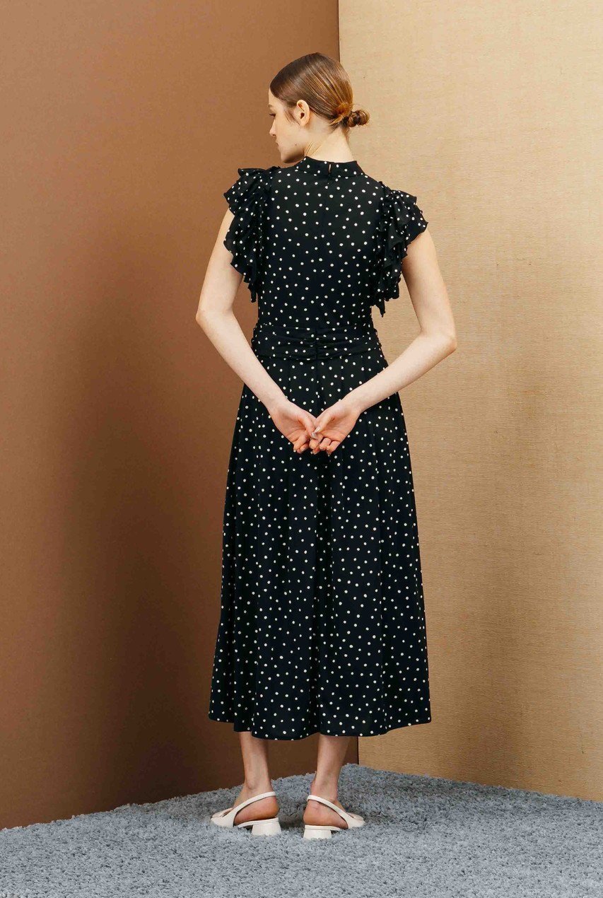 【コルコバード/CORCOVADO】のスムースジャージードットドレス 人気、トレンドファッション・服の通販 founy(ファニー) 　ファッション　Fashion　レディースファッション　Fashion for Women　ワンピース　Dresses　フォーマル・パーティードレス・結婚式用ドレス　Elegant & Casual Dresses　チュニック　Tunic Tops & Dresses　クラシカル　Classical, Vintage-Inspired　スリット　Slit, Slit Detail　スリーブ　Sleeve, Long Sleeve / Short Sleeve　チュニック　Tunic, Long Top　ドット　Polka Dot, Dot Pattern　パーティ　Party, Party Style　フリル　Frill, Ruffle　フレア　Flare, Flared　ロング　Long, Long-Length　other-6|ID: prp329100004778123 ipo3291000000034648707