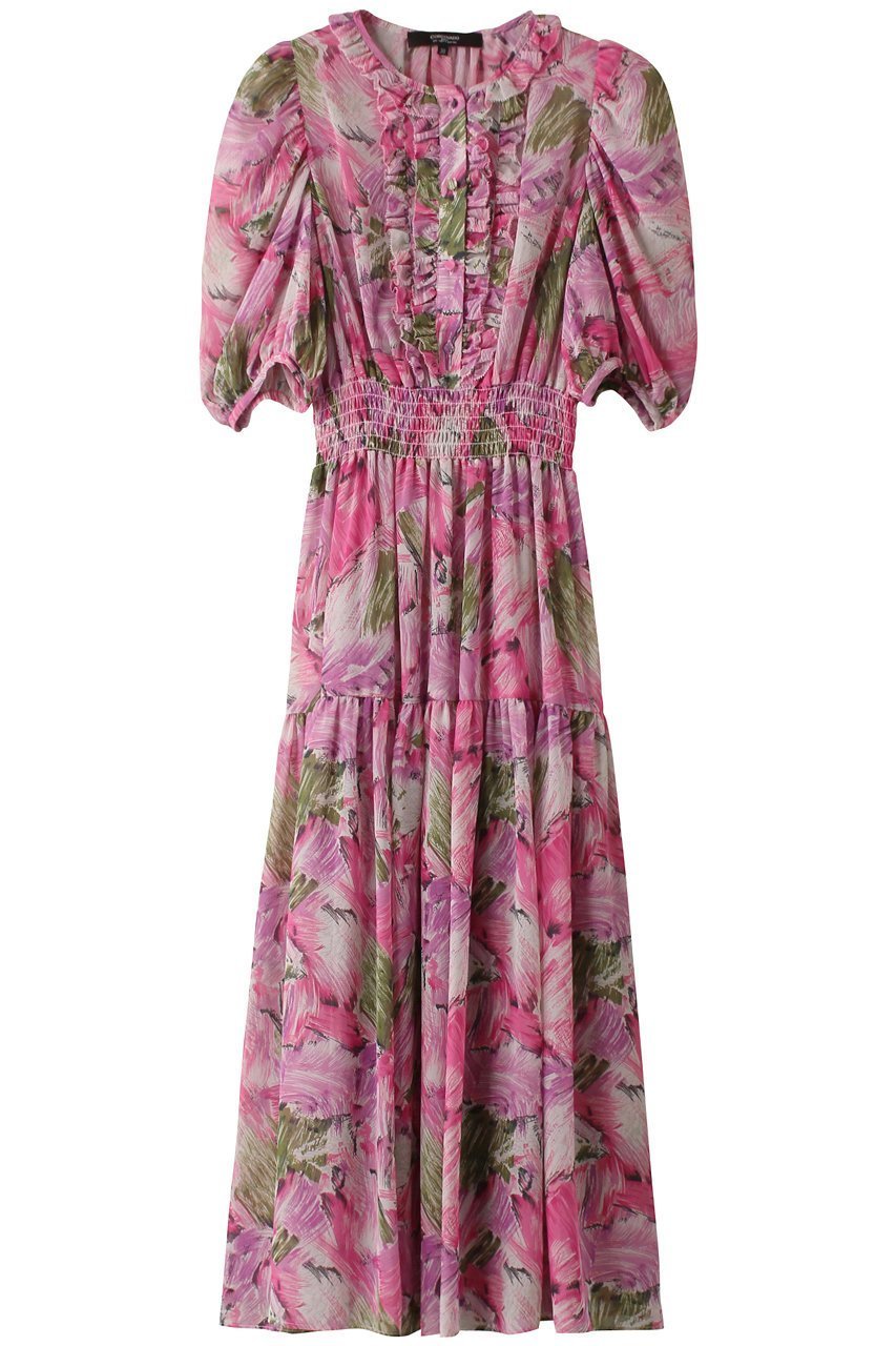 【コルコバード/CORCOVADO】のフラワーガーデンシフォンドレス 人気、トレンドファッション・服の通販 founy(ファニー) 　ファッション　Fashion　レディースファッション　Fashion for Women　ワンピース　Dresses　フォーマル・パーティードレス・結婚式用ドレス　Elegant & Casual Dresses　チュニック　Tunic Tops & Dresses　シャーリング　Shirring, Ruched　チュニック　Tunic, Long Top　ティアード　Tiered, Tiered Style　ドレス　Dress, One-Piece　フェミニン　Feminine, Girly　フラワー　Flower, Floral　フリル　Frill, Ruffle　フロント　Front, Front Design　プリント　Print, Printed Pattern　再入荷　Restock / Back in Stock　切替　Switching, Contrast Panel　 other-1|ID: prp329100004778124 ipo3291000000034648710