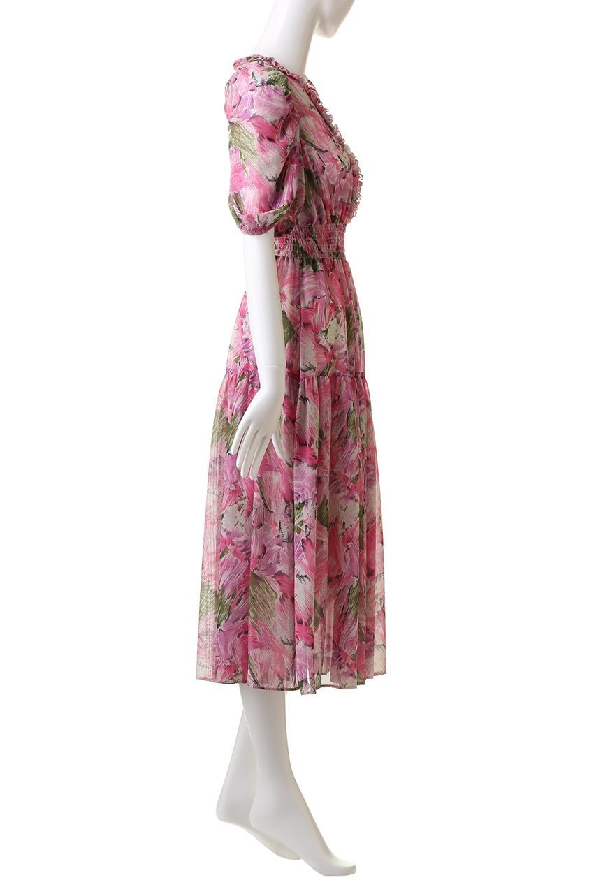 【コルコバード/CORCOVADO】のフラワーガーデンシフォンドレス 人気、トレンドファッション・服の通販 founy(ファニー) 　ファッション　Fashion　レディースファッション　Fashion for Women　ワンピース　Dresses　フォーマル・パーティードレス・結婚式用ドレス　Elegant & Casual Dresses　チュニック　Tunic Tops & Dresses　シャーリング　Shirring, Ruched　チュニック　Tunic, Long Top　ティアード　Tiered, Tiered Style　ドレス　Dress, One-Piece　フェミニン　Feminine, Girly　フラワー　Flower, Floral　フリル　Frill, Ruffle　フロント　Front, Front Design　プリント　Print, Printed Pattern　再入荷　Restock / Back in Stock　切替　Switching, Contrast Panel　other-3|ID: prp329100004778124 ipo3291000000034648713