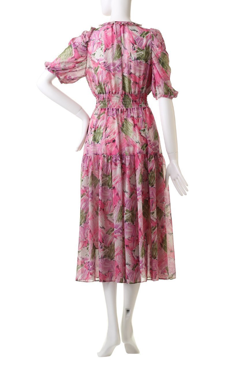 【コルコバード/CORCOVADO】のフラワーガーデンシフォンドレス 人気、トレンドファッション・服の通販 founy(ファニー) 　ファッション　Fashion　レディースファッション　Fashion for Women　ワンピース　Dresses　フォーマル・パーティードレス・結婚式用ドレス　Elegant & Casual Dresses　チュニック　Tunic Tops & Dresses　シャーリング　Shirring, Ruched　チュニック　Tunic, Long Top　ティアード　Tiered, Tiered Style　ドレス　Dress, One-Piece　フェミニン　Feminine, Girly　フラワー　Flower, Floral　フリル　Frill, Ruffle　フロント　Front, Front Design　プリント　Print, Printed Pattern　再入荷　Restock / Back in Stock　切替　Switching, Contrast Panel　other-4|ID: prp329100004778124 ipo3291000000034648714