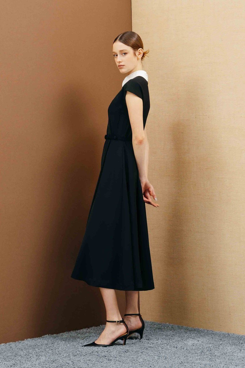 【コルコバード/CORCOVADO】のマットサテン白襟ドレス 人気、トレンドファッション・服の通販 founy(ファニー) 　ファッション　Fashion　レディースファッション　Fashion for Women　ワンピース　Dresses　フォーマル・パーティードレス・結婚式用ドレス　Elegant & Casual Dresses　チュニック　Tunic Tops & Dresses　オケージョン　Occasion Wear　サテン　Satin, Glossy Fabric　スリーブ　Sleeve, Long Sleeve / Short Sleeve　チュニック　Tunic, Long Top　ドレス　Dress, One-Piece　パーティ　Party, Party Style　フレア　Flare, Flared　フレンチ　French, French Style　再入荷　Restock / Back in Stock　other-7|ID: prp329100004778125 ipo3291000000034648726