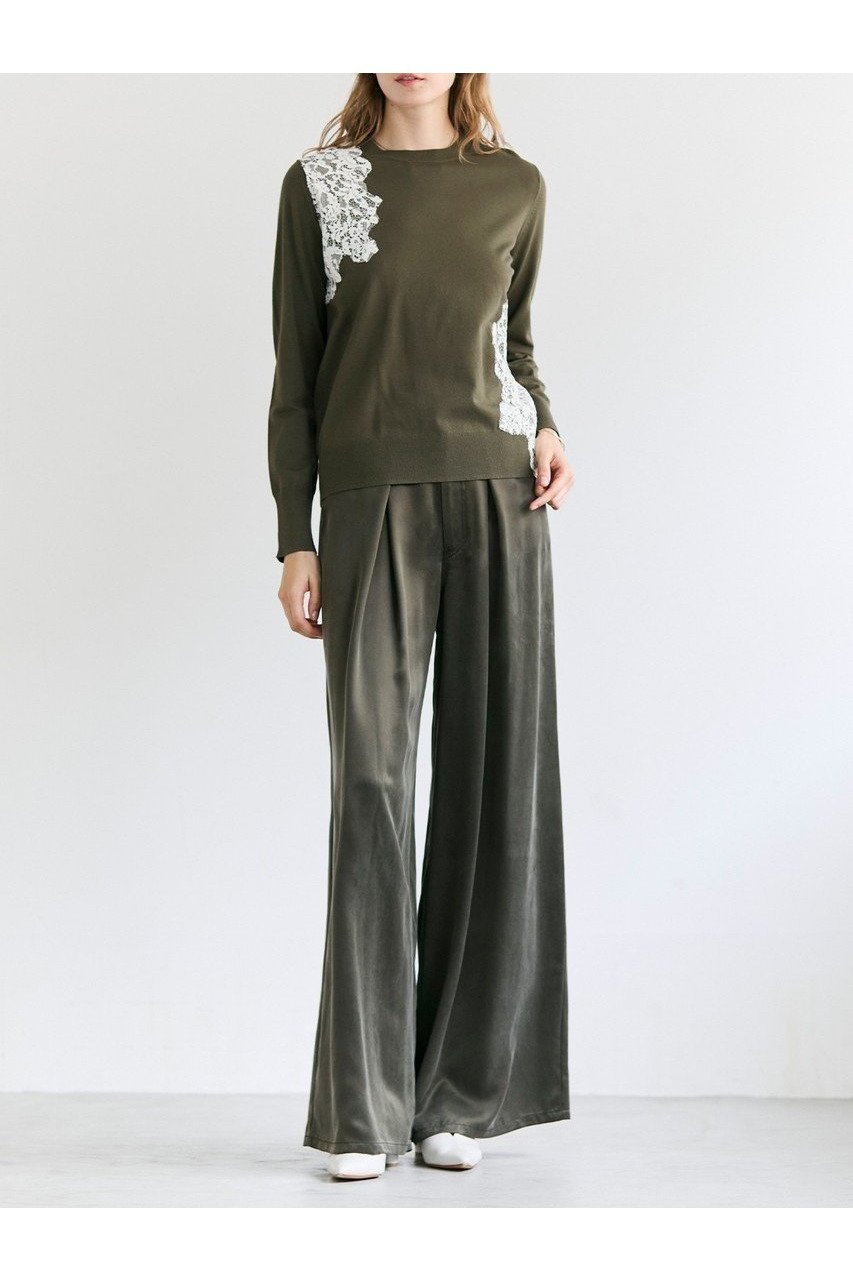 【ベイジ,/BEIGE,】のWILLOW / アシンメトリーレースクルーネックニット/ 人気、トレンドファッション・服の通販 founy(ファニー) 　ファッション　Fashion　レディースファッション　Fashion for Women　トップス・カットソー　Cut & Sew Tops　ニット　Knit Tops & Sweaters　カジュアルプルオーバー・ニットトップス　Pullovers & Knit Tops / Casual Pullovers　カッティング　Cutting Detail　ストレッチ　Stretch, Stretchy Fabric　レース　Lace, Lace Fabric　エレガント 上品　Elegant　定番　Standard, Basic Item　新作・新入荷　New Arrivals / New In　other-2|ID: prp329100004779928 ipo3291000000034673722