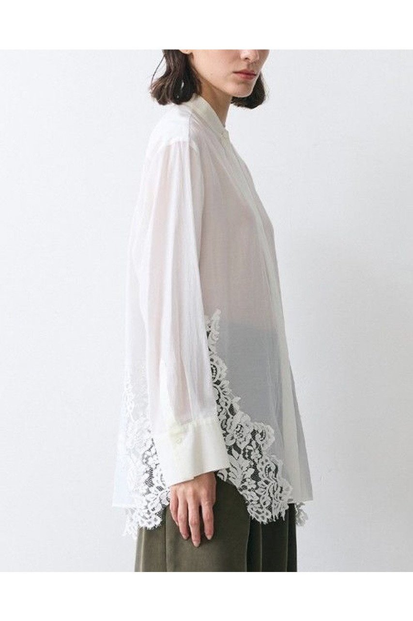 【ベイジ,/BEIGE,】のGALENA / コットンレースバンドカラーシャツ/ インテリア・キッズ・メンズ・レディースファッション・服の通販 founy(ファニー) 　ファッション　Fashion　レディースファッション　Fashion for Women　トップス・カットソー　Cut & Sew Tops　シャツ・ブラウス・オフィスカジュアル　Elegant Blouses & Button-Ups　オケージョン　Occasion Wear　スリーブ　Sleeve, Long Sleeve / Short Sleeve　デニム　Denim, Jeans Material　トレンド　Trend, Trending Now　ビスチェ　Bustier, Corset Top　ボトム　Bottoms, Lower Wear　レース　Lace, Lace Fabric　ロング　Long, Long-Length　ビジネス 仕事 通勤　Business / Work / Commuting　新作・新入荷　New Arrivals / New In　Off White|ID: prp329100004779931 ipo3291000000034673737