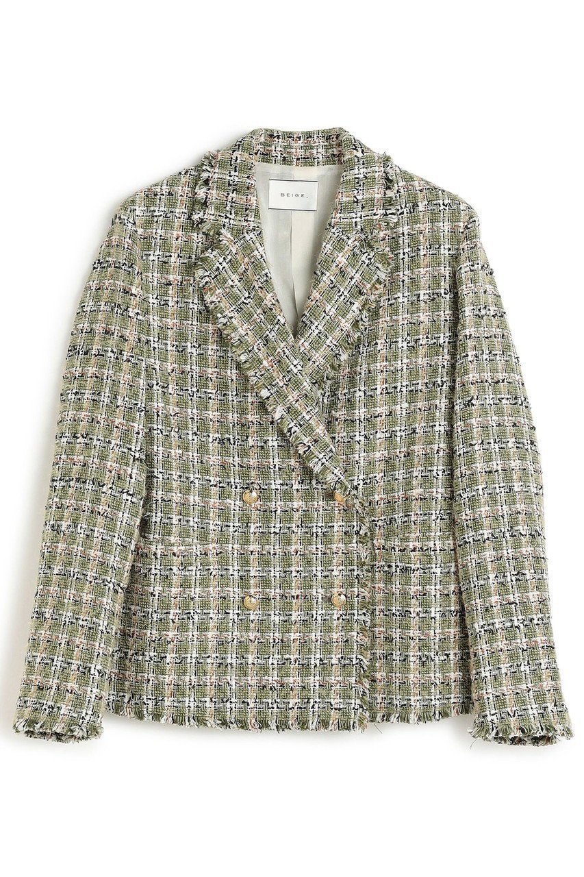 【ベイジ,/BEIGE,】のBERYL / ファンシーツイードダブルジャケット/ インテリア・キッズ・メンズ・レディースファッション・服の通販 founy(ファニー) 　ファッション　Fashion　レディースファッション　Fashion for Women　アウター　Coat / Outerwear Collection　レディースジャケット・軽アウター　Jackets　エレガント 上品　Elegant　オケージョン　Occasion Wear　ジャケット　Jacket, Outerwear　セットアップ　Set-Up, Coordinated Outfit　ダブル　Double, Double-Breasted　ツイード　Twill, Twill Weave　デニム　Denim, Jeans Material　フリンジ　Fringe, Tassel　マニッシュ　Mannish, Boyish　新作・新入荷　New Arrivals / New In　Khaki Mix|ID: prp329100004779932 ipo3291000000034673744