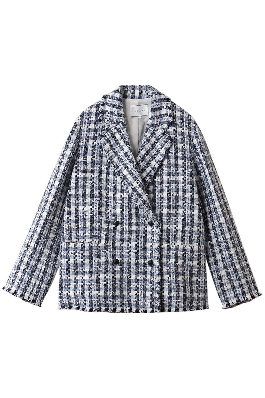 【ベイジ,/BEIGE,】のBERYL / ファンシーツイードダブルジャケット/ インテリア・キッズ・メンズ・レディースファッション・服の通販 founy(ファニー) 　ファッション　Fashion　レディースファッション　Fashion for Women　アウター　Coat / Outerwear Collection　レディースジャケット・軽アウター　Jackets　エレガント 上品　Elegant　オケージョン　Occasion Wear　ジャケット　Jacket, Outerwear　セットアップ　Set-Up, Coordinated Outfit　ダブル　Double, Double-Breasted　ツイード　Twill, Twill Weave　デニム　Denim, Jeans Material　フリンジ　Fringe, Tassel　マニッシュ　Mannish, Boyish　Navy Mix|ID: prp329100004779932 ipo3291000000035351159