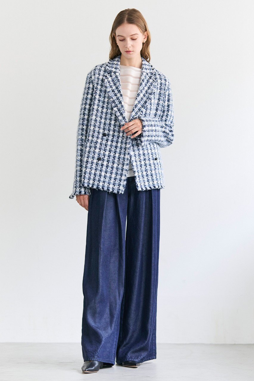 【ベイジ,/BEIGE,】のBERYL / ファンシーツイードダブルジャケット/ 人気、トレンドファッション・服の通販 founy(ファニー) 　ファッション　Fashion　レディースファッション　Fashion for Women　アウター　Coat / Outerwear Collection　レディースジャケット・軽アウター　Jackets　エレガント 上品　Elegant　オケージョン　Occasion Wear　ジャケット　Jacket, Outerwear　セットアップ　Set-Up, Coordinated Outfit　ダブル　Double, Double-Breasted　ツイード　Twill, Twill Weave　デニム　Denim, Jeans Material　フリンジ　Fringe, Tassel　マニッシュ　Mannish, Boyish　other-8|ID: prp329100004779932 ipo3291000000035351171