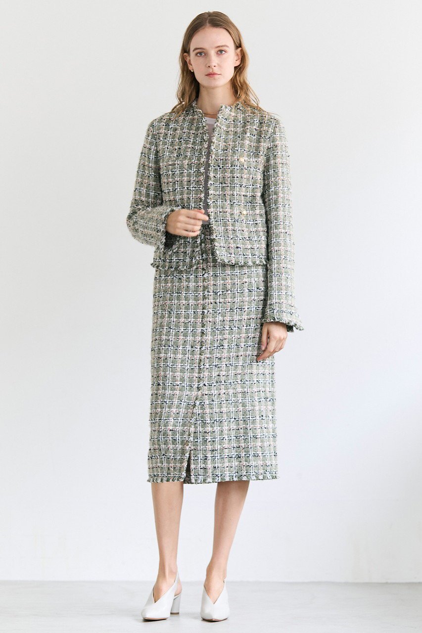 【ベイジ,/BEIGE,】のBERYL / ファンシーツイードノーカラージャケット/ 人気、トレンドファッション・服の通販 founy(ファニー) 　ファッション　Fashion　レディースファッション　Fashion for Women　アウター　Coat / Outerwear Collection　レディースジャケット・軽アウター　Jackets　ノーカラージャケット / シンプル上品コーデ　Collarless Jackets　オケージョン　Occasion Wear　ジャケット　Jacket, Outerwear　セットアップ　Set-Up, Coordinated Outfit　ツイード　Twill, Twill Weave　デニム　Denim, Jeans Material　フリンジ　Fringe, Tassel　エレガント 上品　Elegant　other-8|ID: prp329100004779933 ipo3291000000035483562